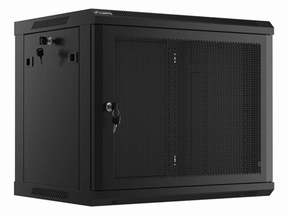 Lanberg Armadio rack 19" montaggio a parete 9u/600x450 con porta traforata nera