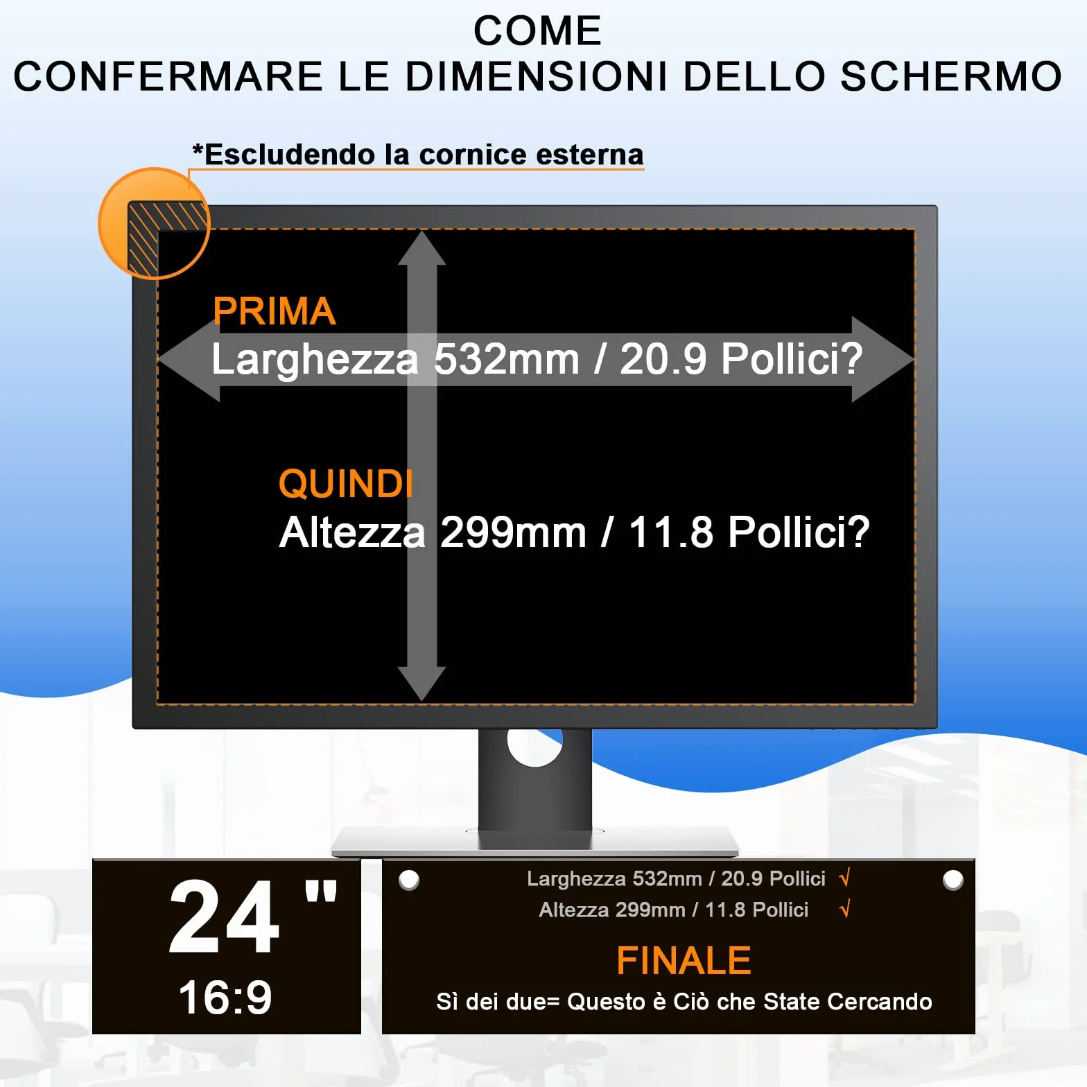 Pellicola Privacy Monitor 24 Pollici, Rimovibile Filtro Privacy Schermo per Widescreen Computer, Anti Glare/Antiriflesso/Anti Luce Blu Pellicola de Protezione Privacy PC 24 Pollici per 16:9 Monitor