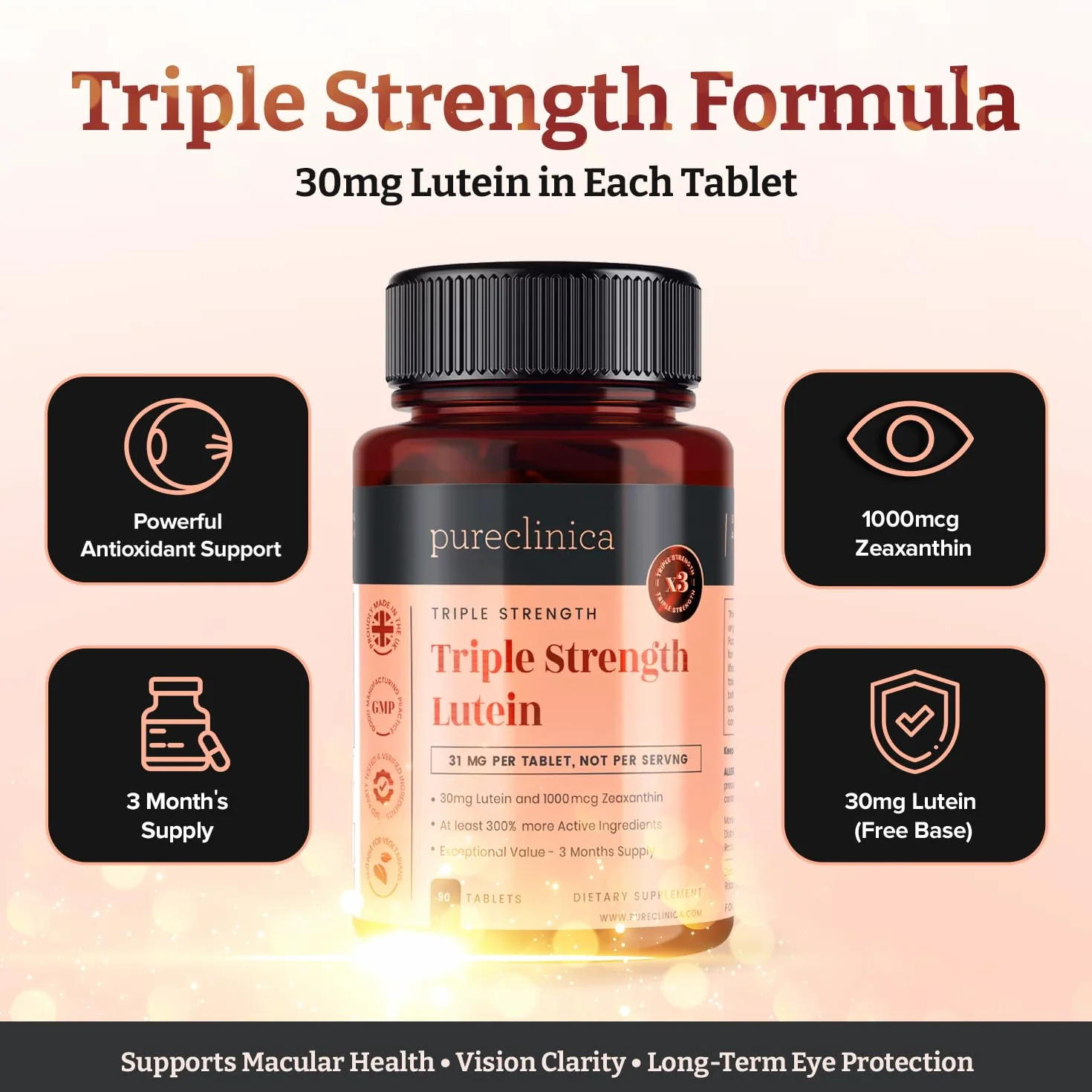 Triplice Concentrazione di Luteina 30mg 90 Compresse Zeaxantina 1000mcg