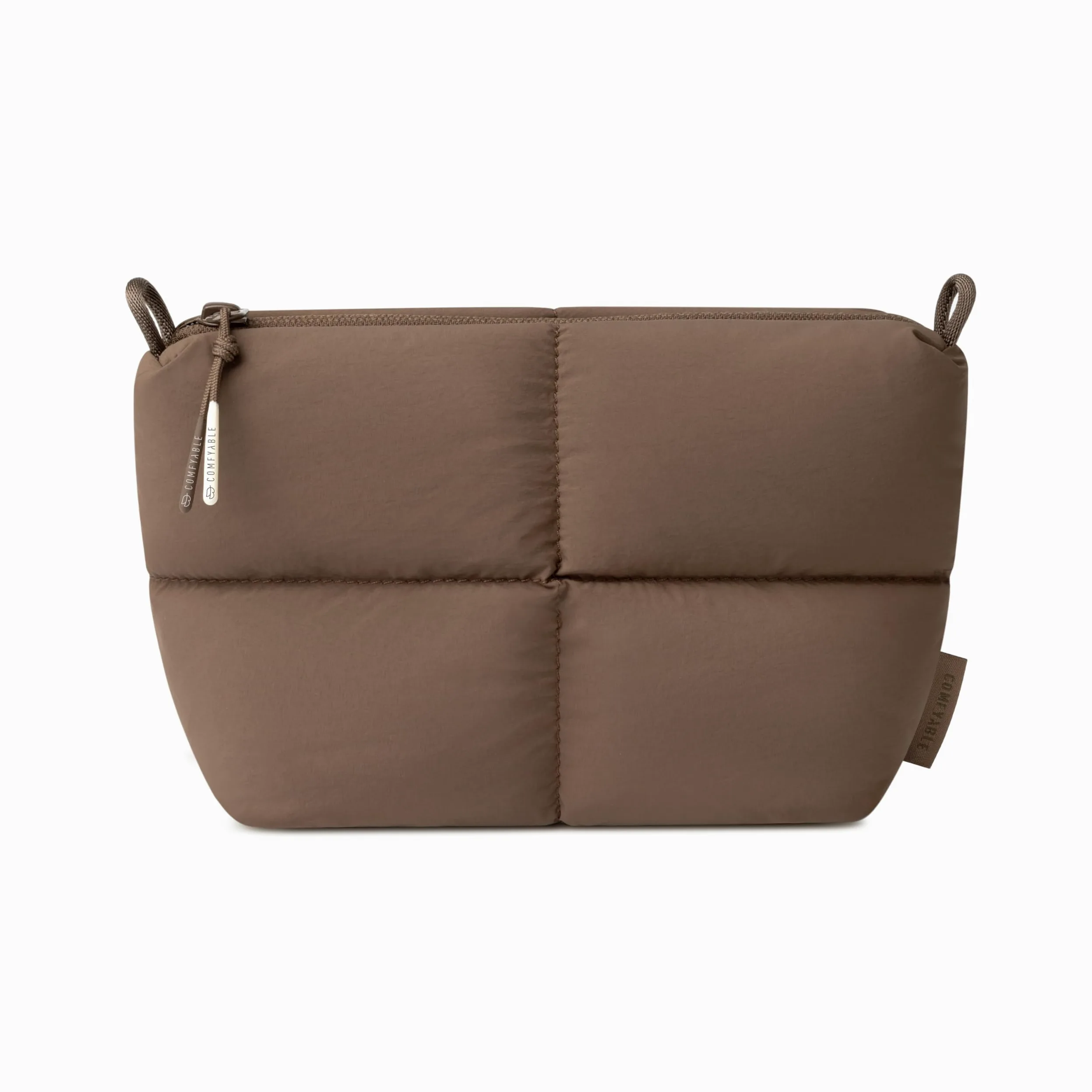 Comfyable Puffy Electronics Organizer da viaggio per donne, uomini, custodia per cavi per caricabatterie, telefono, power bank, cavo, custodia compatta per accessori tecnologici, marrone moka