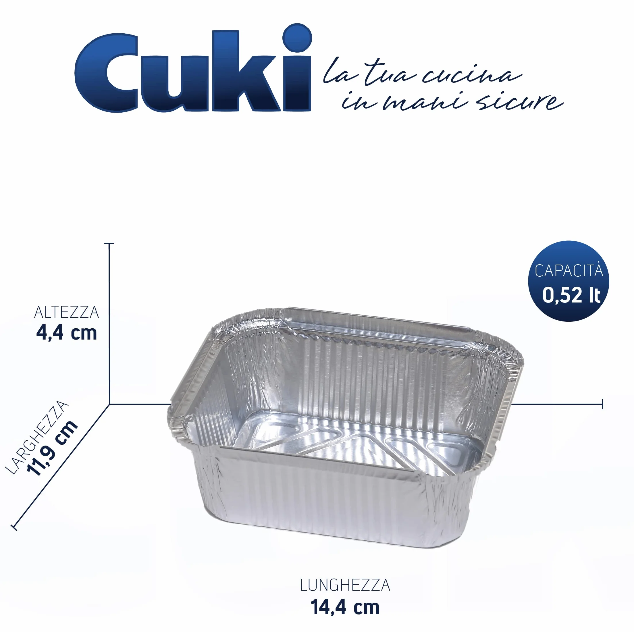 Cuki Vaschette Alluminio rettangolari con coperchi 1 porzione 25 pezzi