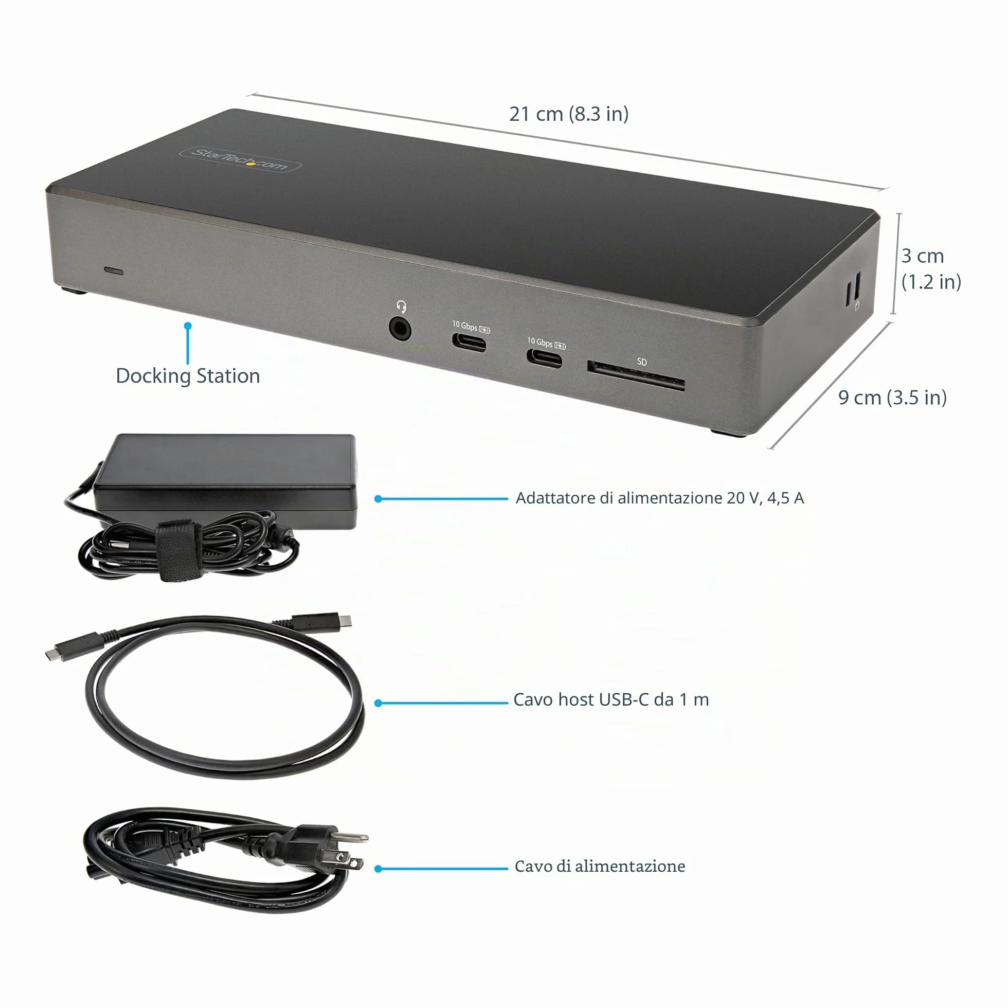 StarTech.com Dock USB type C, Docking station USB C con triplo monitor 4K, 100W Power Delivery, DP 1.4 Alt Mode & DSC, 2x DisplayPort 1.4/HDMI 2.0, 6xUSB (2x 10Gbps), Windows/Chrome (DK31C2DHSPDUE)