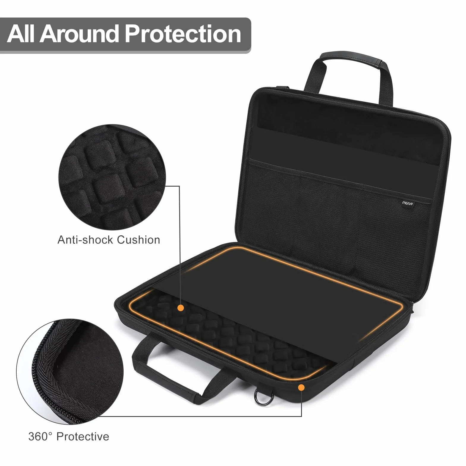 MOSISO 17 Pollici Custodia Rigida Laptop, 17,3 Pollici Borsa Computer Uomo Donna Compatibile con Macbook, HP, Dell, Lenovo, Asus, Notebook, Borsa PC Con Tasca Frontale e Tracolla, Nero