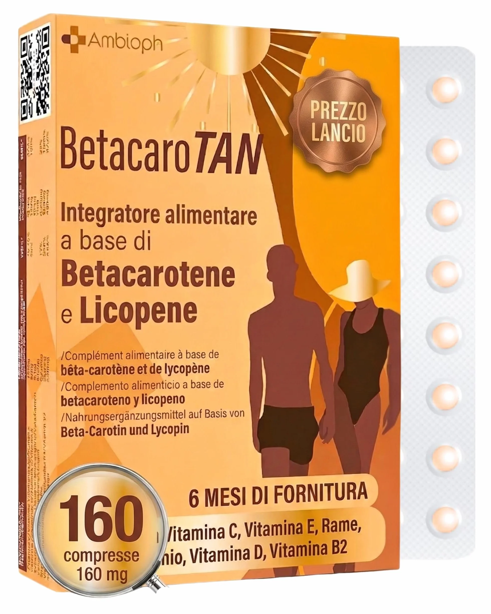 BETACAROTENE Integratore abbronzatura con Betacarotene Forte Altamente dosato Carotenoidi da Carote e vitamine