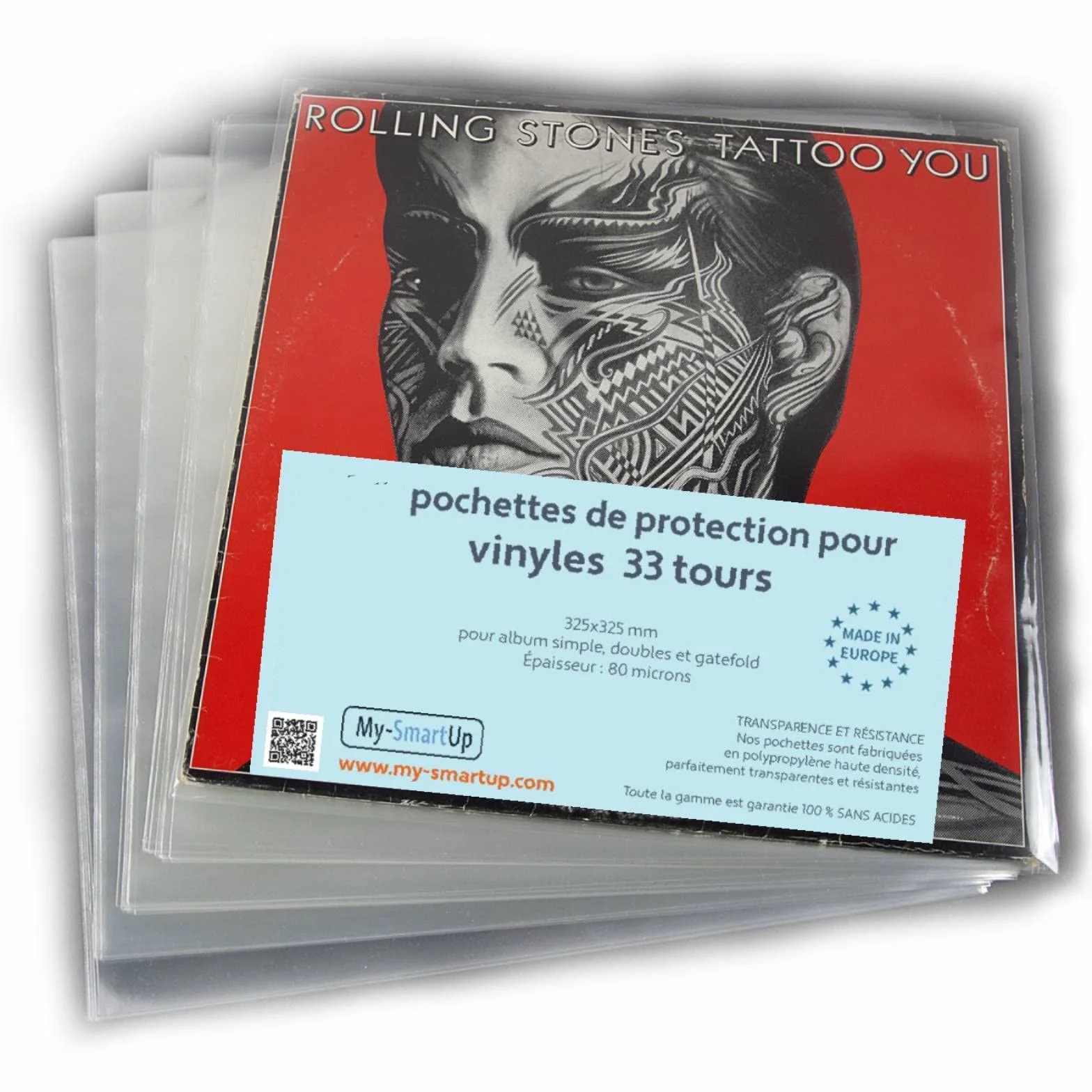 Custodia per Vinile, in Polipropilene, per Album Singolo, Doppio e Apribile, da 33 giri, 12”, 32,5 x 32,5 cm, 80 micron, Confezione da 50 Pezzi