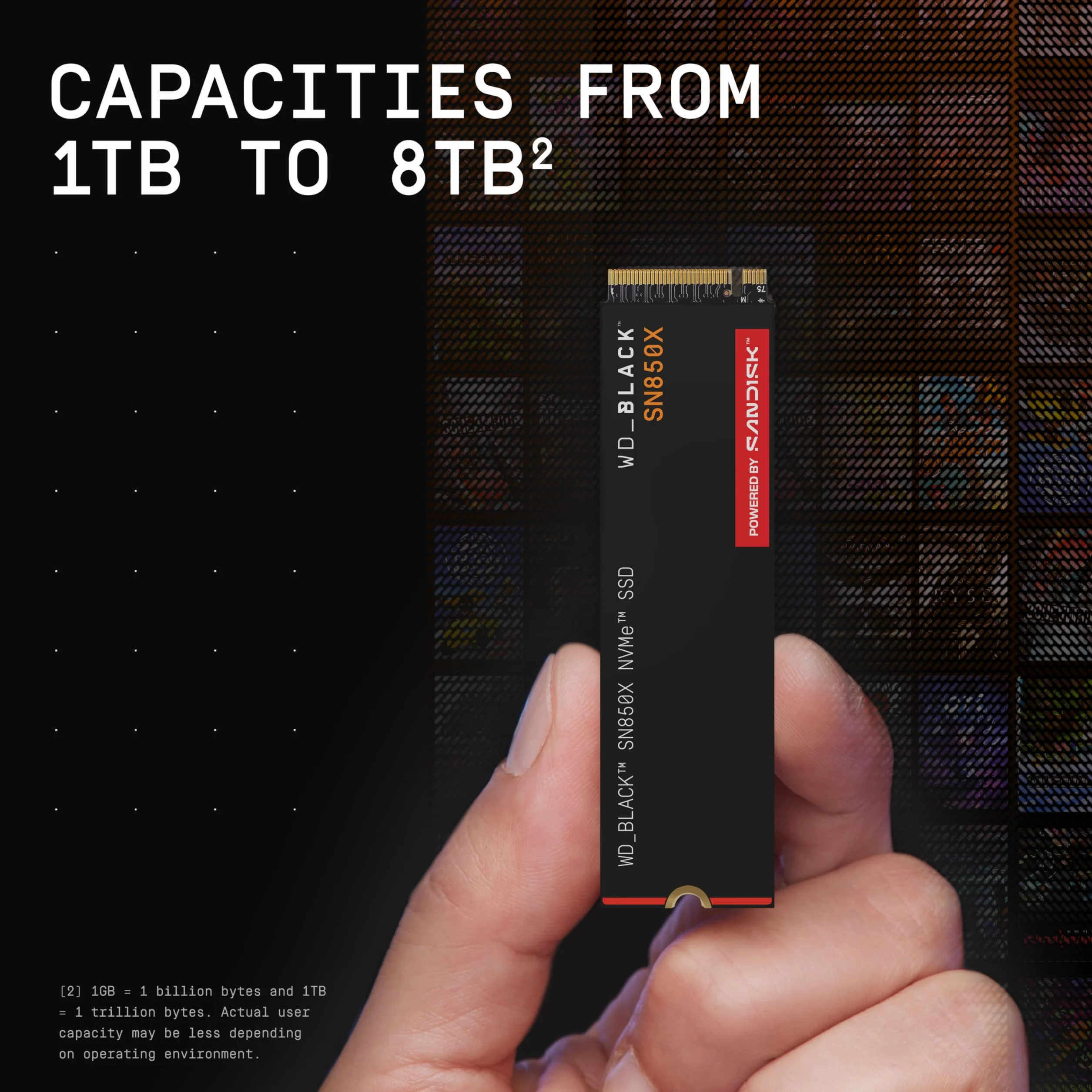 WD_BLACK SN850X NVMe SSD 1TB (Fino a 7.300MB/s in lettura, fino a 6.300MB/s in scrittura, M.2 2280, PCIe Gen 4, SSD ad alte Prestazioni per Gaming) POWERED BY SANDISK