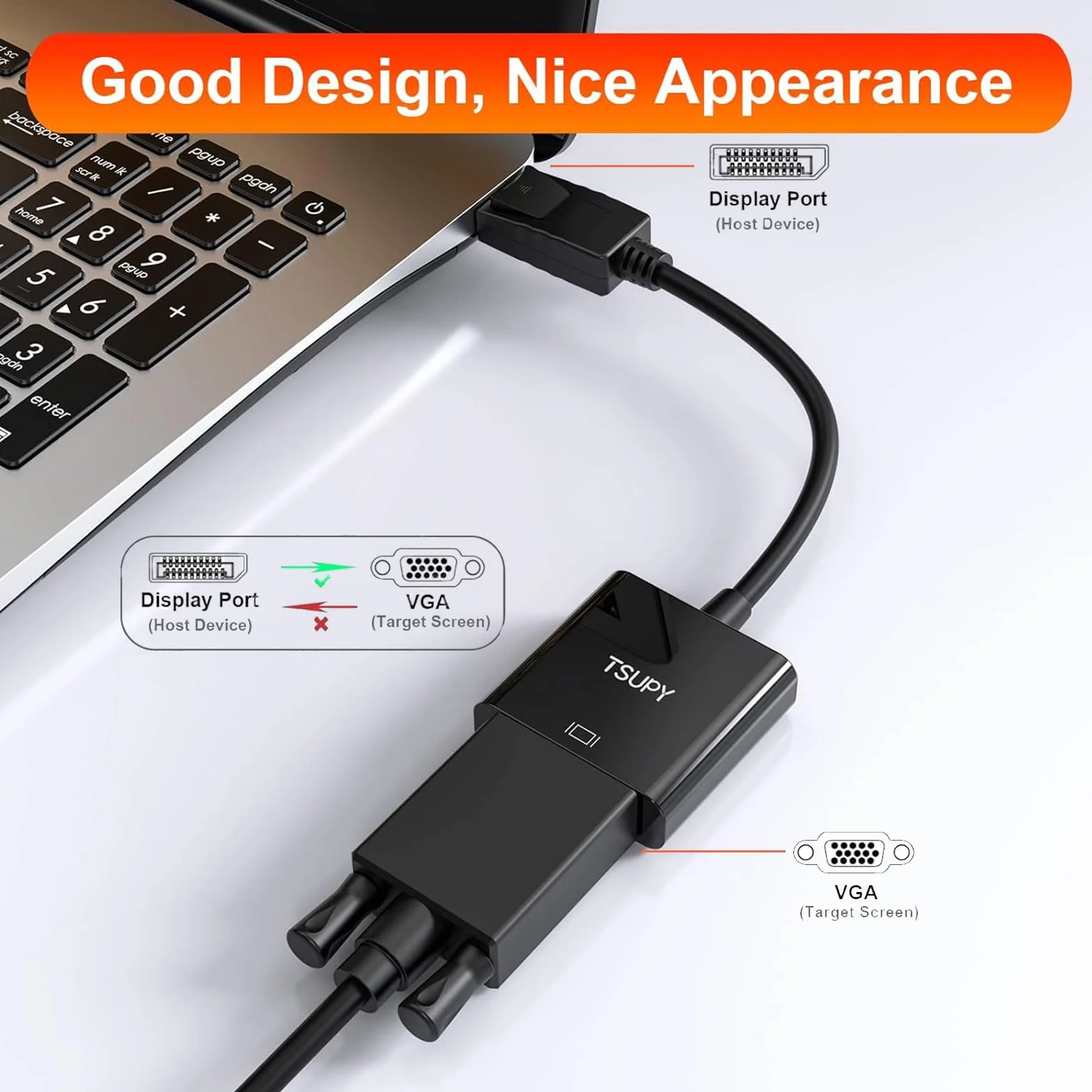 Adattatore Displayport a VGA Maschio Femmina 1080P 60Hz per Desktop Laptop Proiettori Monitor