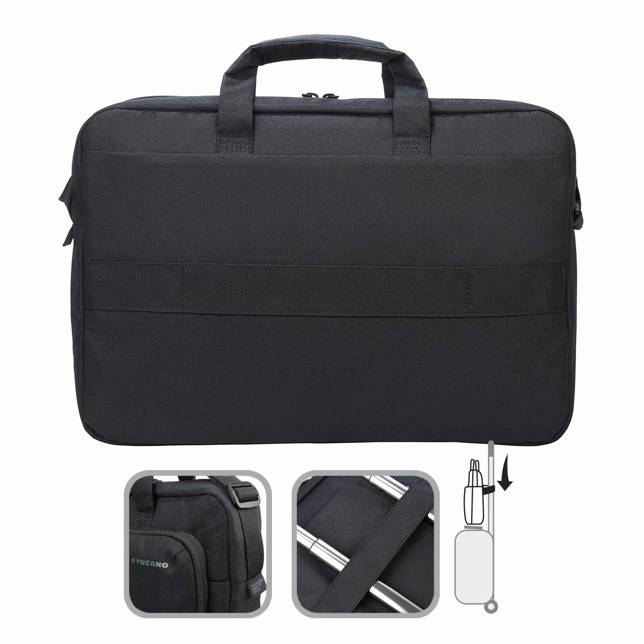 Tucano Star - Borsa per PC Portatile Compatibile con MacBook PRO, con Tracolla, aggancio Trolley, per Lavoro Ufficio università Viaggi
