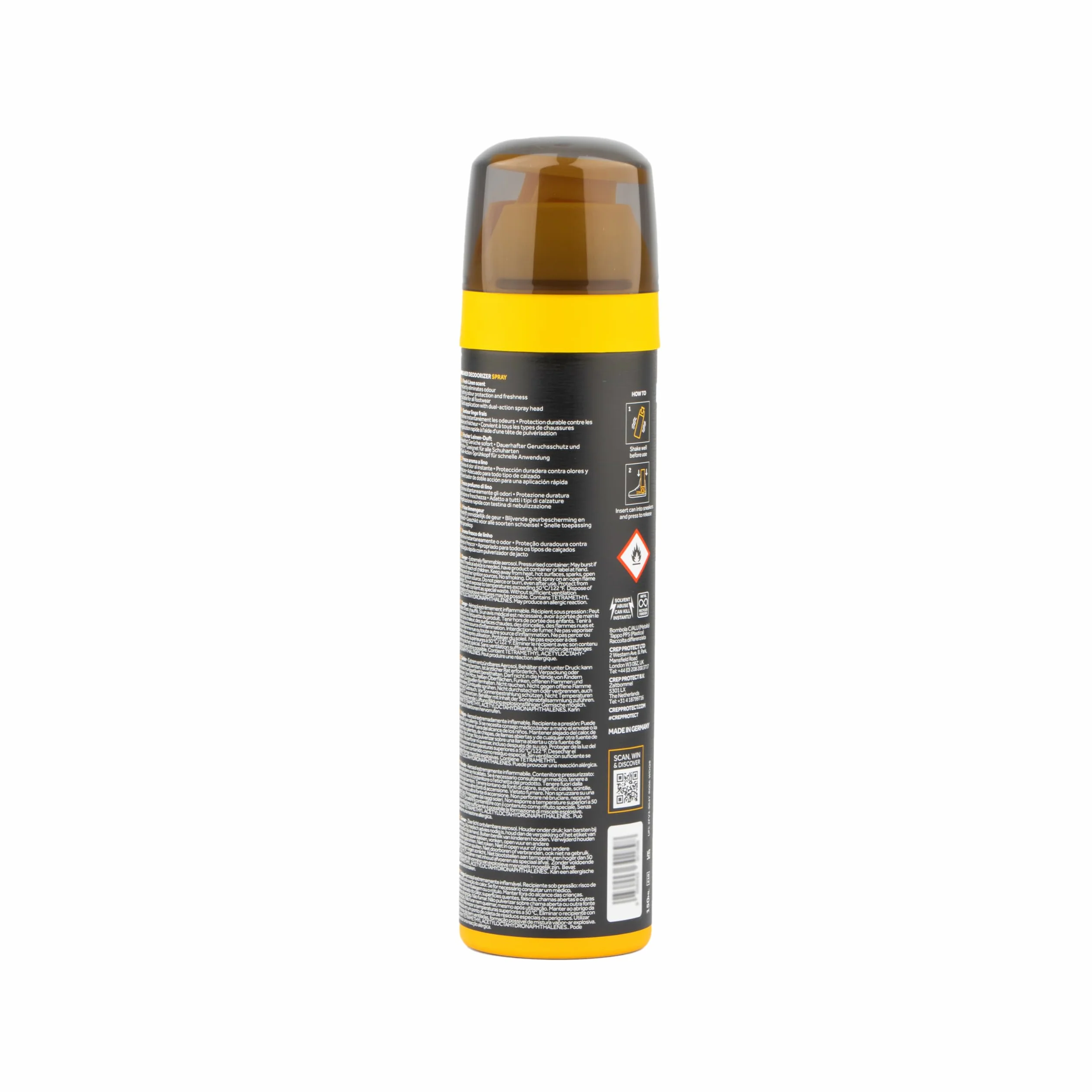 Crep Protect Shoe Deodorizer Spray 24-Hour Odor Protection Residue-Free Formula 150ml