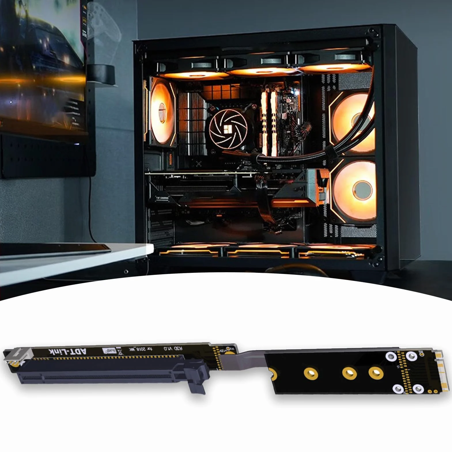 Link M2 Pci Extension - Cavo di prolunga adattatore Pci-Express Riser | Soluzione di raffreddamento versatile per migliorare prestazioni e compatibilità