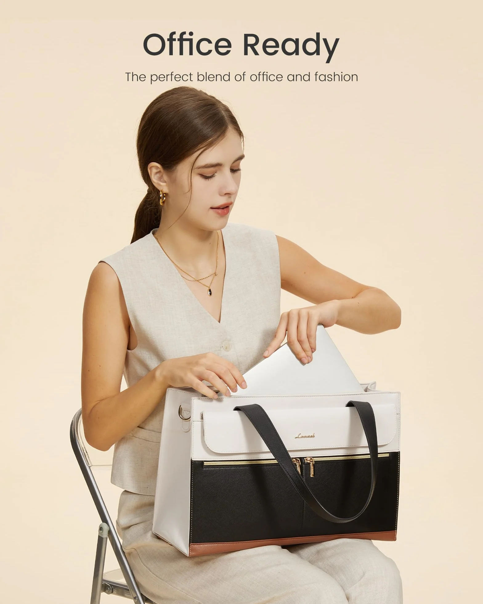 LOVEVOOK Borsa Donna Grande da Lavoro Borsa a Tracolla per Computer da 15.6 Pollici Impermeabile Borse Laptop Tote in Pelle PU Handbag da Università Business Shopper