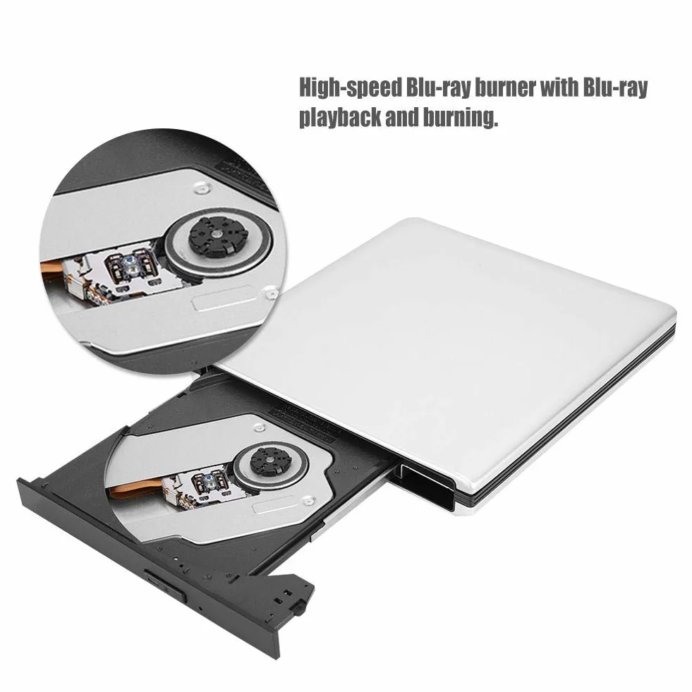Lettore DVD CD Blu Ray esterno, lettore DVD lettore BD BD unità ottica USB 3.0 esterno supporta la riproduzione, masterizzazione di filmati D-Blu-ray, compatibile con Notebook desktop