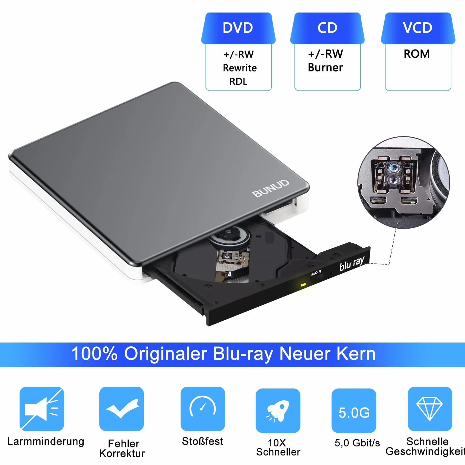 Blu-Ray CD DVD drive esterno USB 3.0 Type C masterizzatore CD/DVD Blu-ray Writer 3D BD Portable per PC Laptop Windows 11/10 Mac MacBook Pro/Air iMac