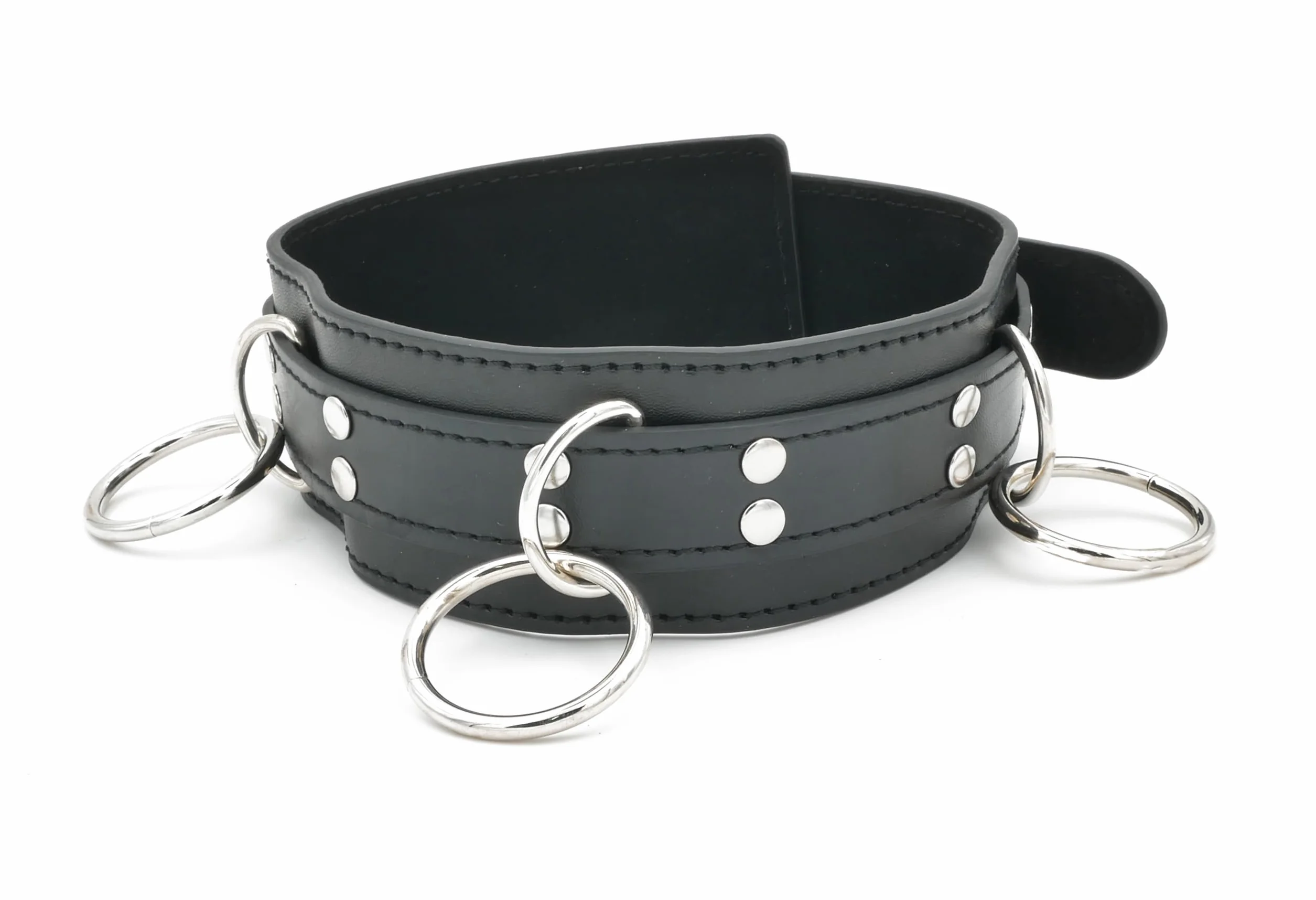 BONDAGERIE® Collare schiava con tre anelli e guinzaglio incluso