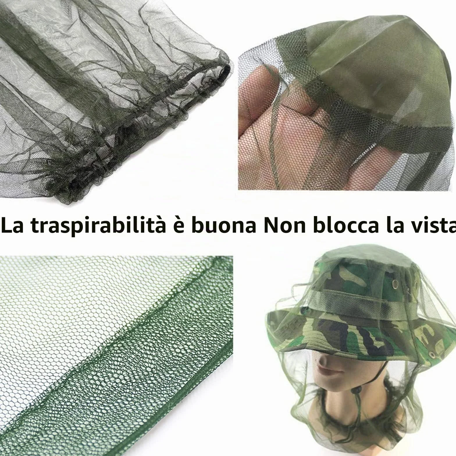Cappello con zanzariera, protezione per il viso antimalvagio