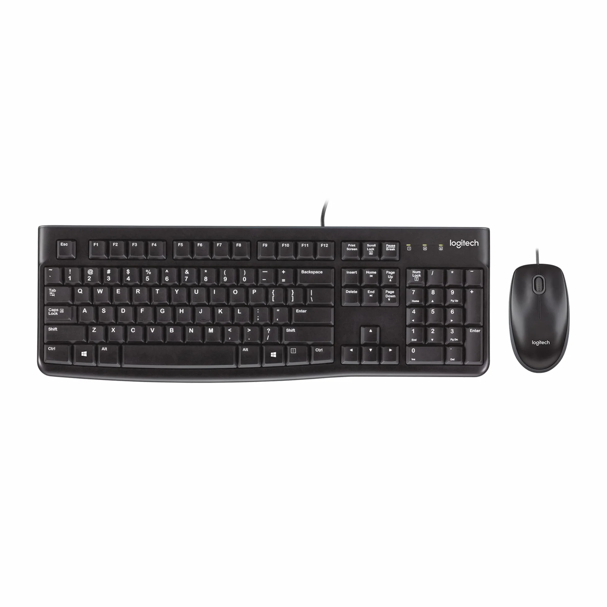 Logitech MK120 Combo Tastiera e Mouse con Filo per Windows, Layout Internazionale QWERTY - Nero