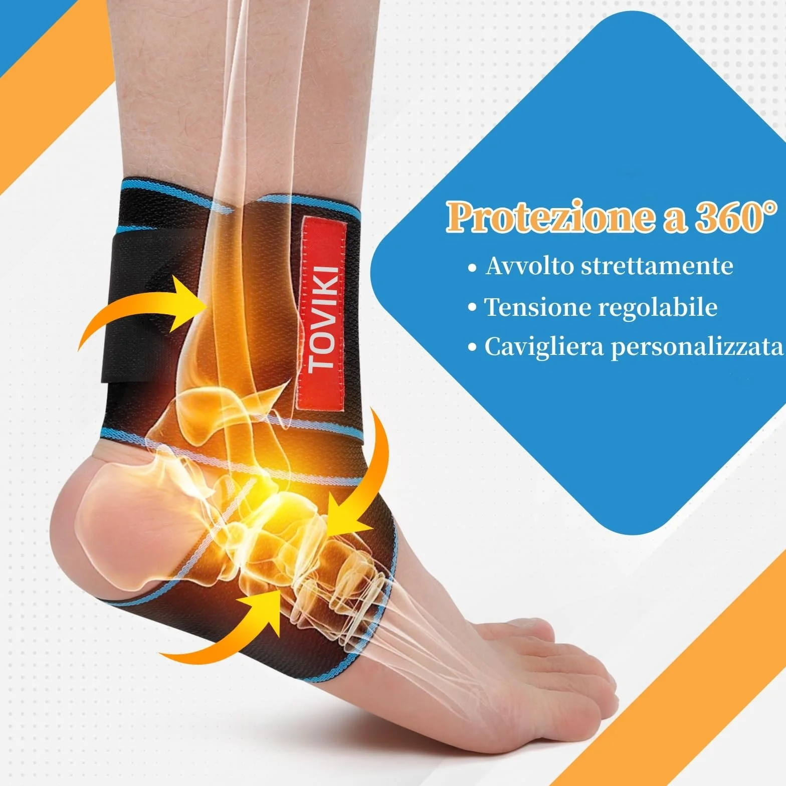 Cavigliera Ortopedica Regolabile per Supporto Legamenti e Tendinite Uomo Donna