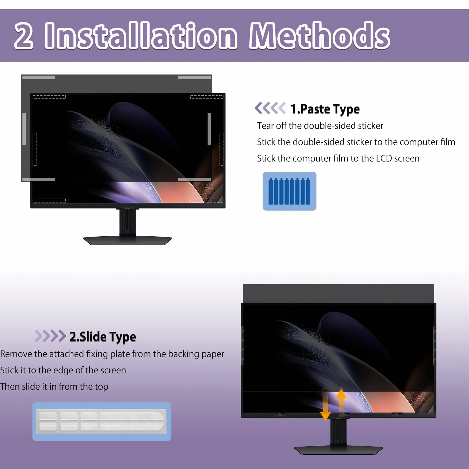 24 Pollici Filtro Privacy Premium, Filtro Privacy Premium & Filtro Anti Luce Blu, Rimovibile Pellicola de Protezione per Filtro Monitor/Laptop Computer (24" pollici 16:9)