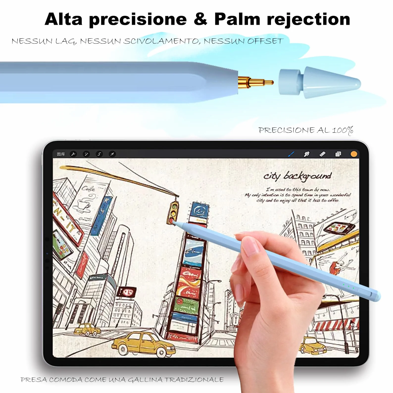 Penna per Apple iPad 2018-2025, Pencil iPad Ricarica Rapida, Stylus Pen con Rigetto del Palmo, Sensibilità All'inclinazione per ipad A16 11/10/9/8/7/6,Pro 11/12.9,Air 3/4/5/M2/M3,Mini 5/6