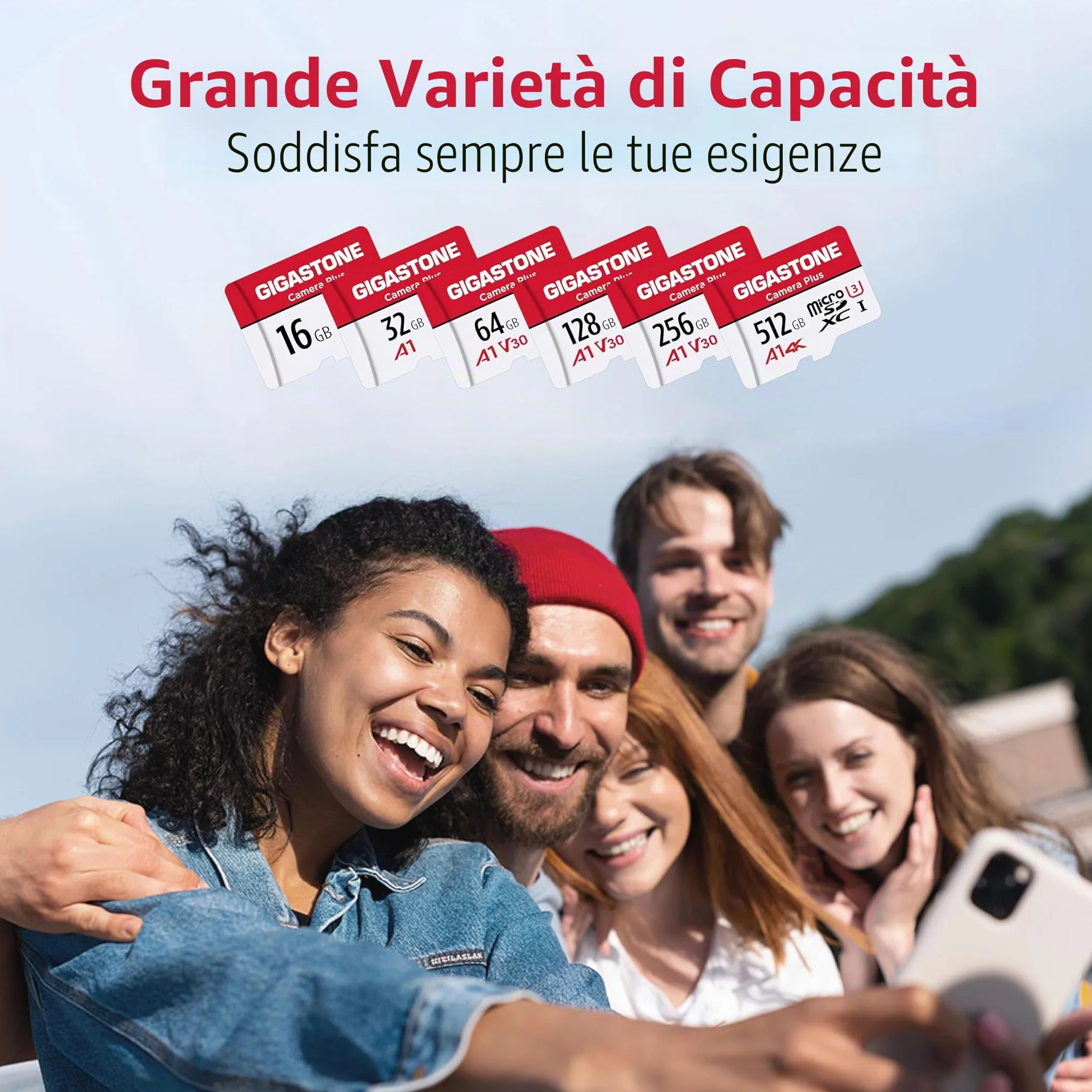 GIGASTONE Micro SD 32 GB, Camera Plus Serie, Set da 5, A1 U1 C10 UHS-1, Per GoPro Fotocamera Videocamera, Velocità Fino a 90/20 MB/Sec(R/W), con Adattatore Scheda SD
