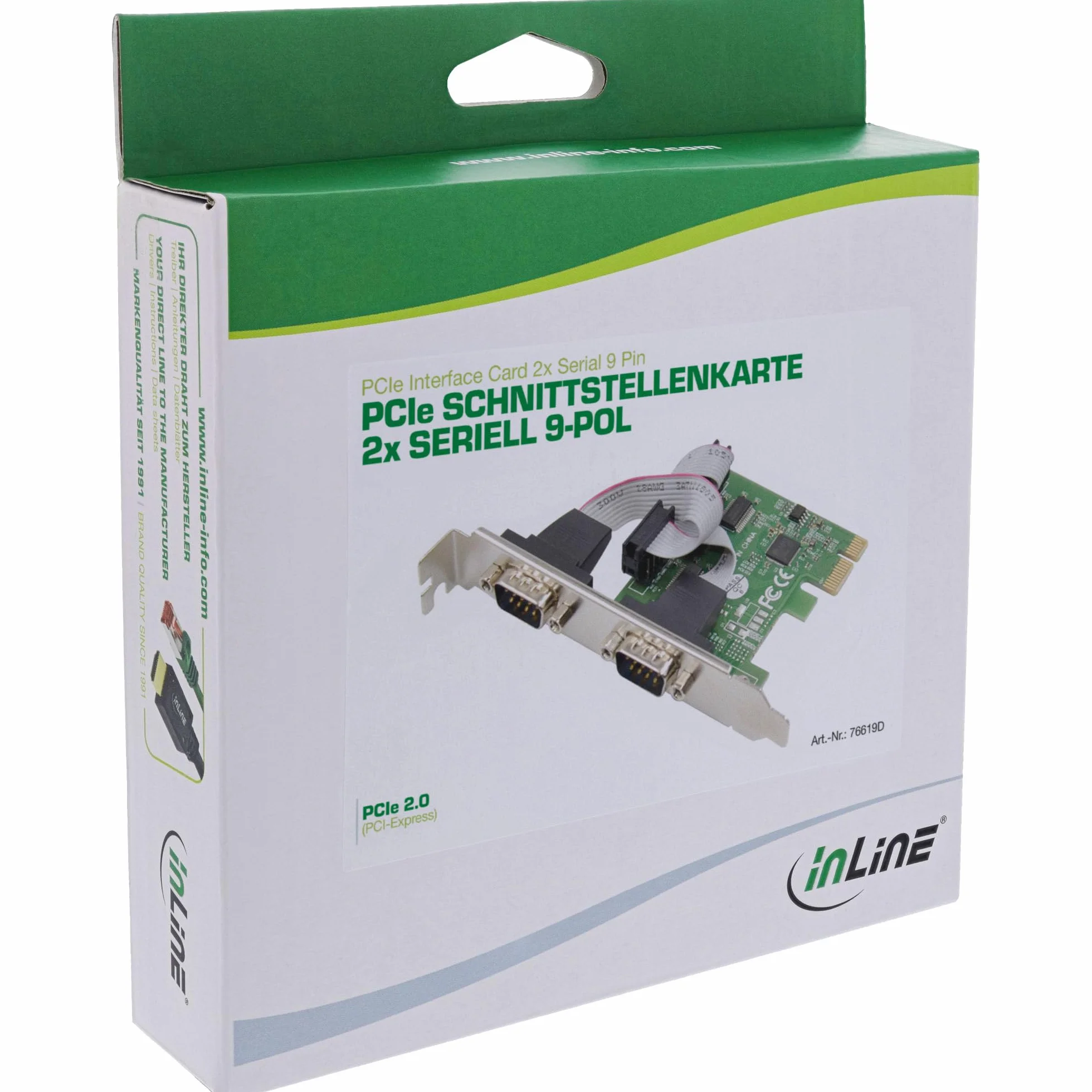 InLine PCIe 76619D - Scheda di interfaccia seriale RS-232, porta COM, AX99100, a basso profilo, per Windows & Linux