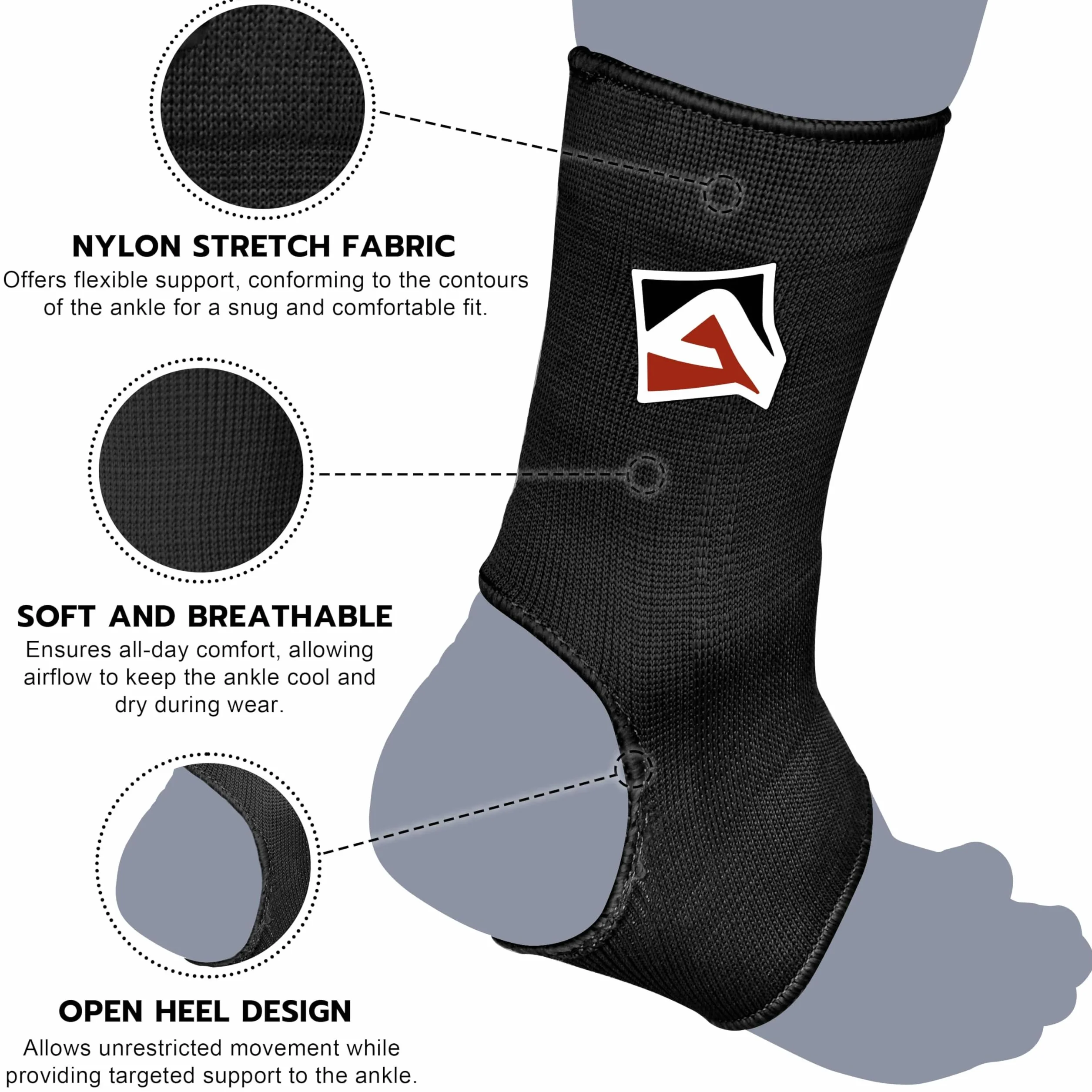 AQF Cavigliera Sportiva per Distorsione per MMA Muay Thai Protezione per Piedi Tutore Caviglia Kickboxing Elasticizzata Compressione Manica