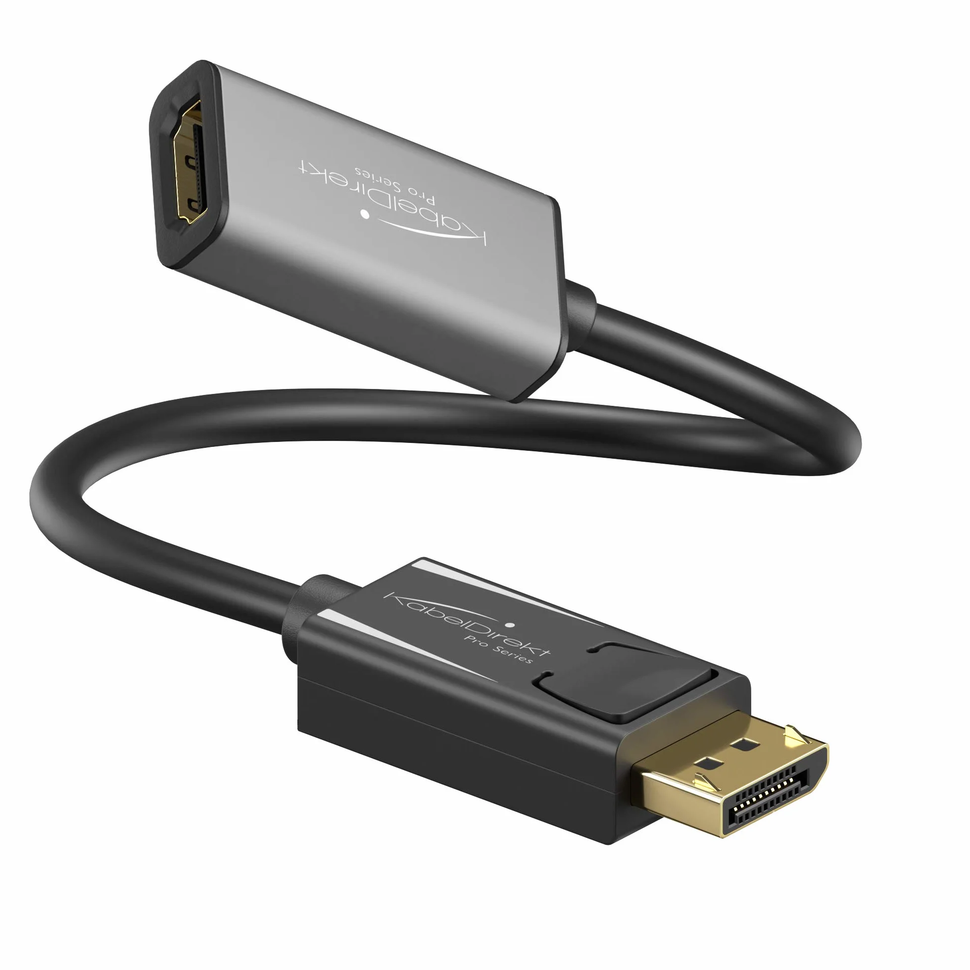 KabelDirekt – DisplayPort per adattatore HDMI – 0,15 m – (4K/60 Hz, contatti dorati 24k, adatto a tutte le schede grafiche con uscita DP)