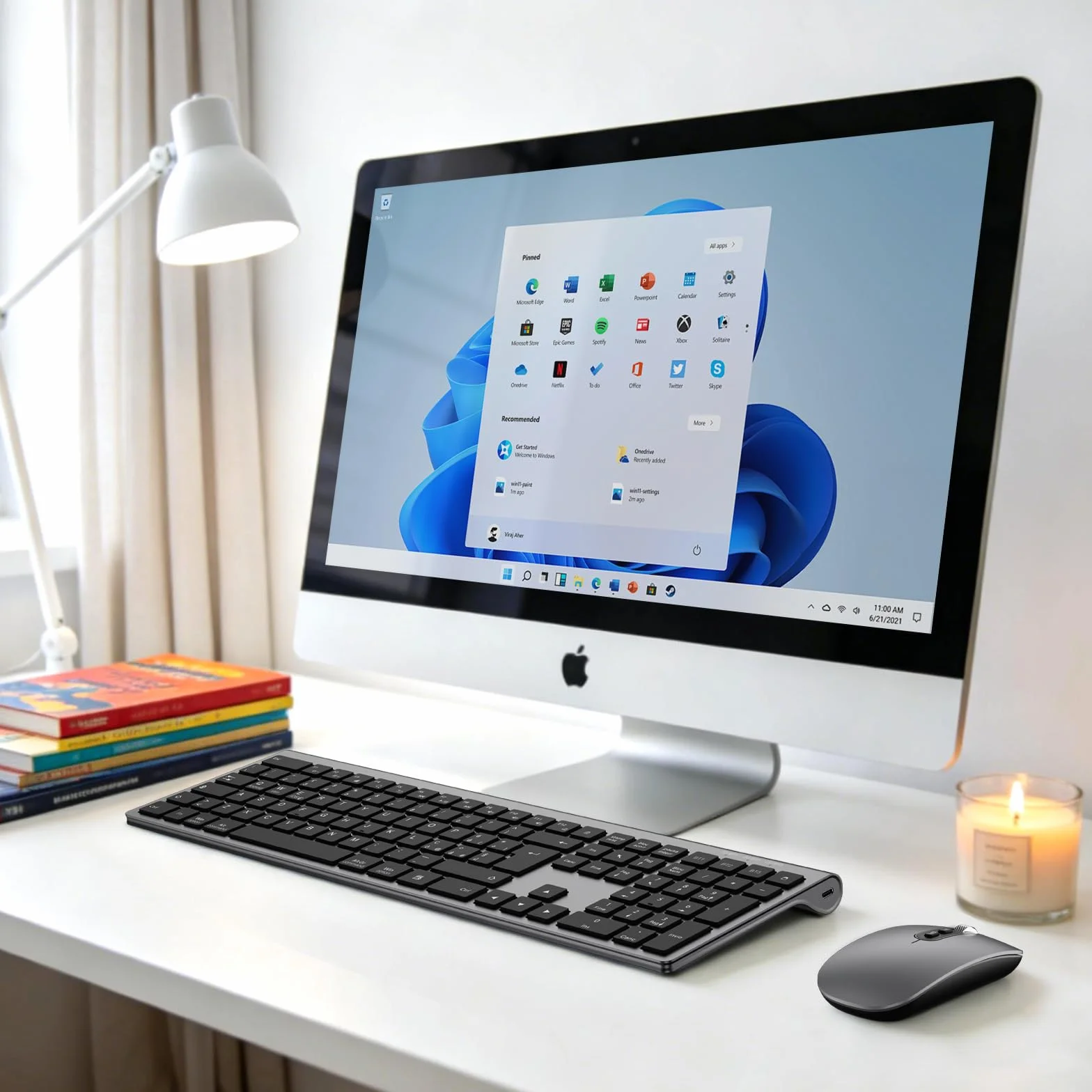 cimetech Tastiera e Mouse Wireless Bluetooth per MacBook Air/MacBook Pro/Mac, Layout Italiano QWERTY, Tastiera Design Ergonomico, Ultra Sottile per Computer/Desktop/PC/Laptop/Windows 10/8/7 (grigio）