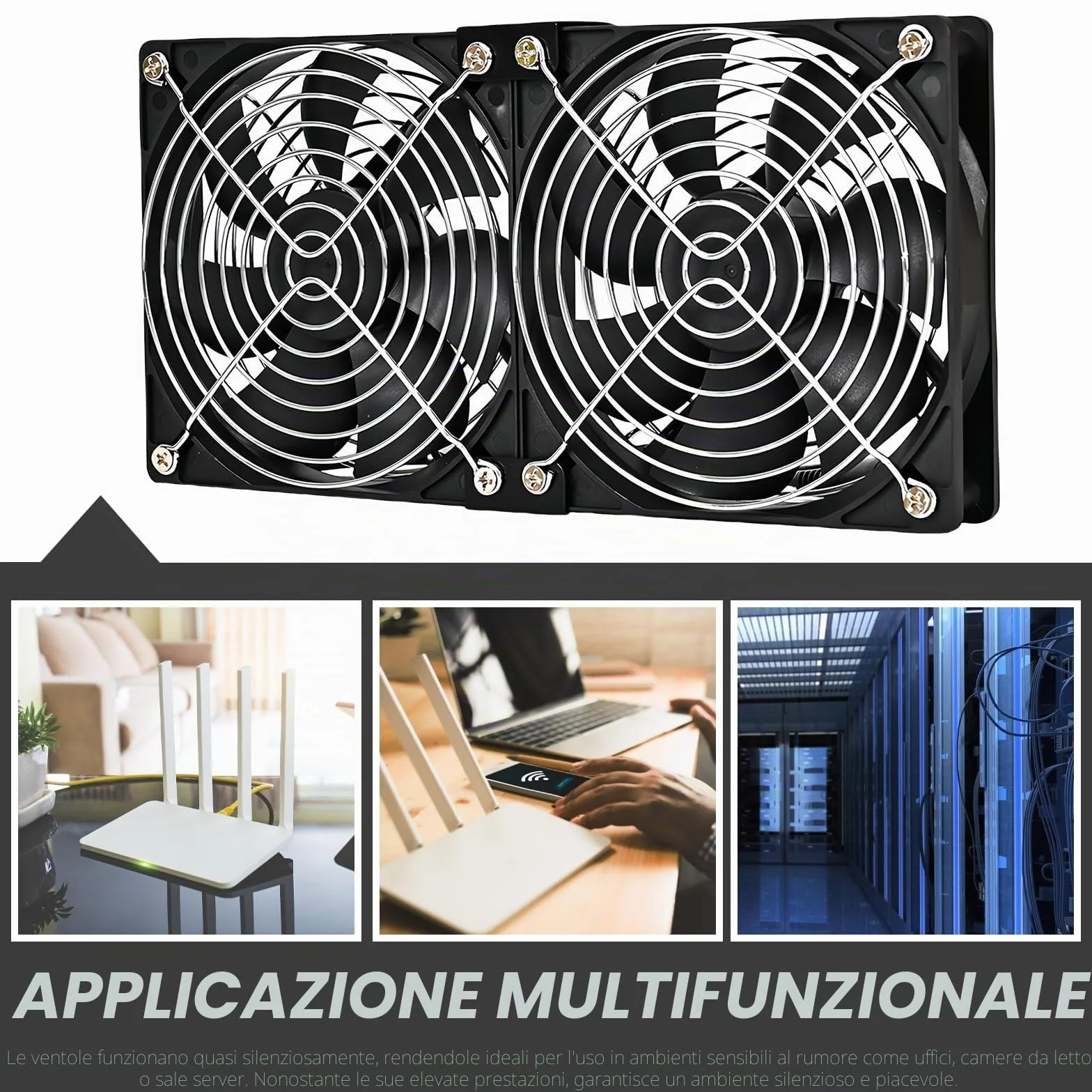 Ventola da 120 mm con controllo della velocità, 220 V, ventola di raffreddamento senza spazzole con copertura in metallo, grande volume d'aria, ventola di scarico silenziosa per computer