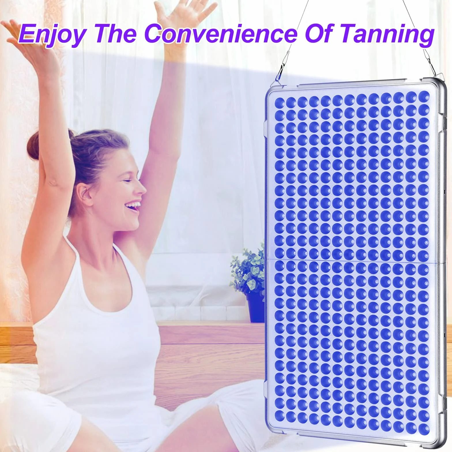 Lampada Abbronzante Viso 48W 338 LED Pieghevole con Occhiali Protettivi