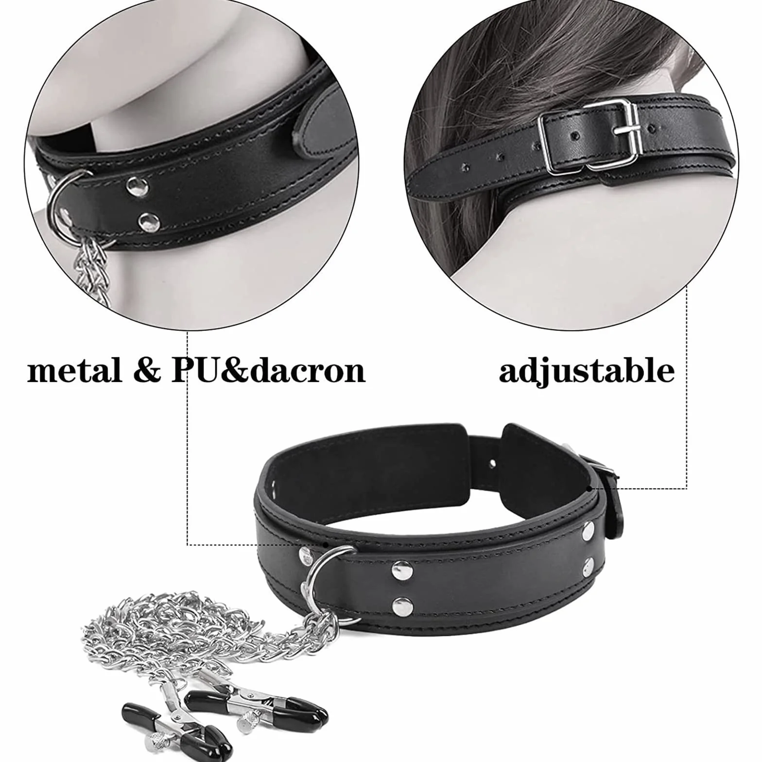BDSMYEE Collana con morsetti per capezzoli regolabili, catena per seno, 4 morsetti magnetici, set giocattoli stimolazione seno extra forte