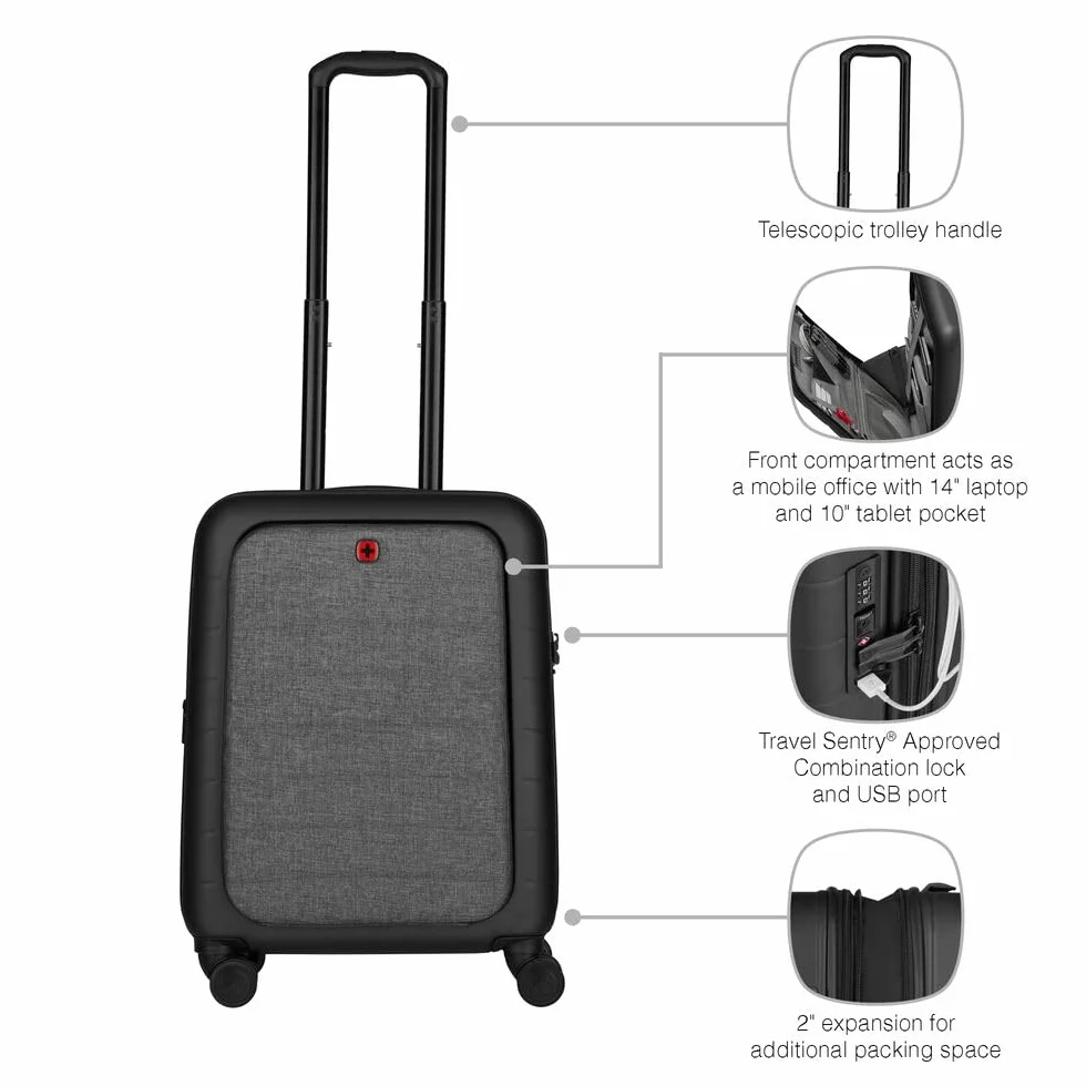 WENGER Trolley Syntry Bagaglio a Mano 36l 44l Struttura Rigida Nero Grigio Melange
