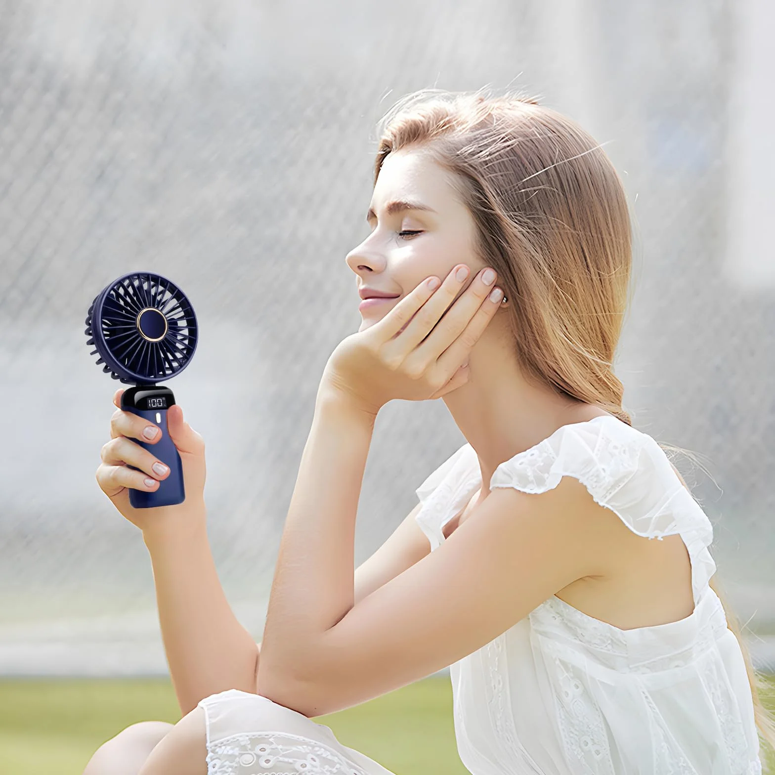 BOSONER Mini ventilatore portatile portatile ricaricabile con 5 velocità, piccolo ventilatore portatile da 4000 mAh a batteria, ventilatore personale silenzioso da viaggio per bambini, donne, uomini