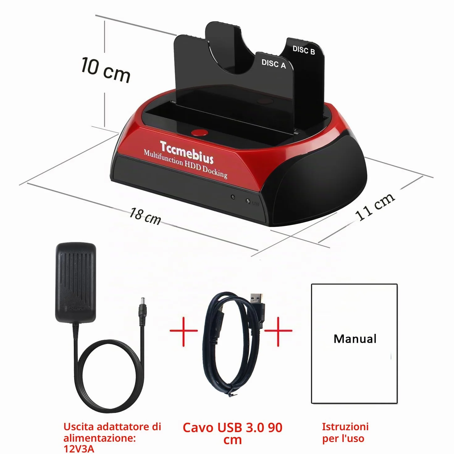 Docking Station USB 3.0 per Disco Rigido, TCC-S868-DE, IDE SATA, 2.5 3.5 Pollici, HDD SSD Esterno
