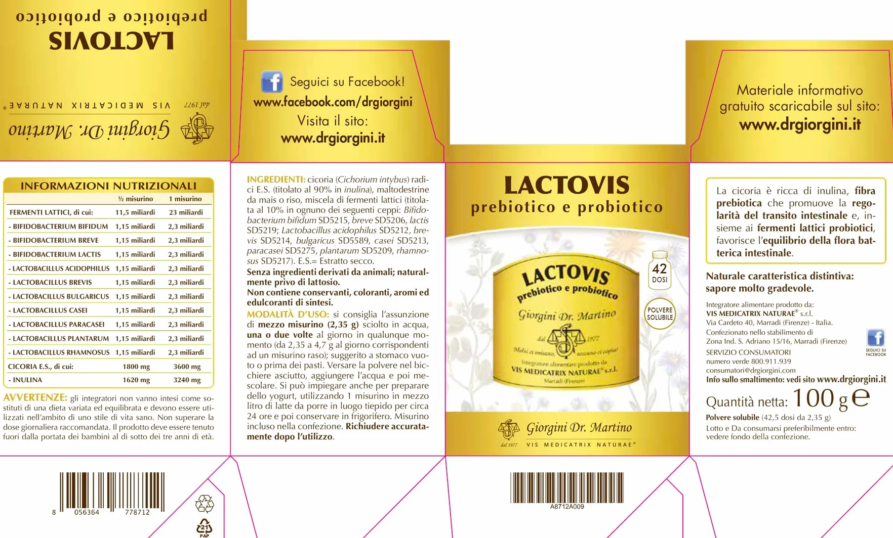Dr Giorgini Lactovis Polvere 100 Gr