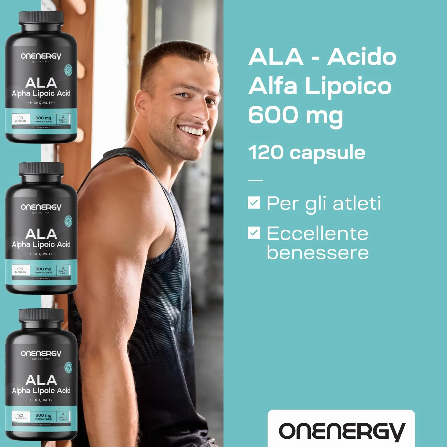Acido Alfa Lipoico 600 mg 120 Capsule Vegetali Alto dosaggio