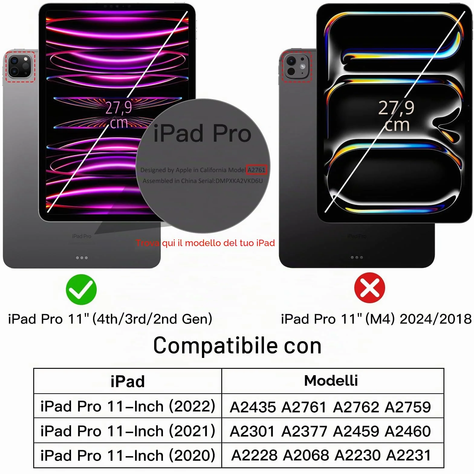 JETech Custodia iPad Pro 11 Pollici 2022/2021/2020 Portapenne Ricarica Pencil 2a Gen Cover TPU Sottile Nero