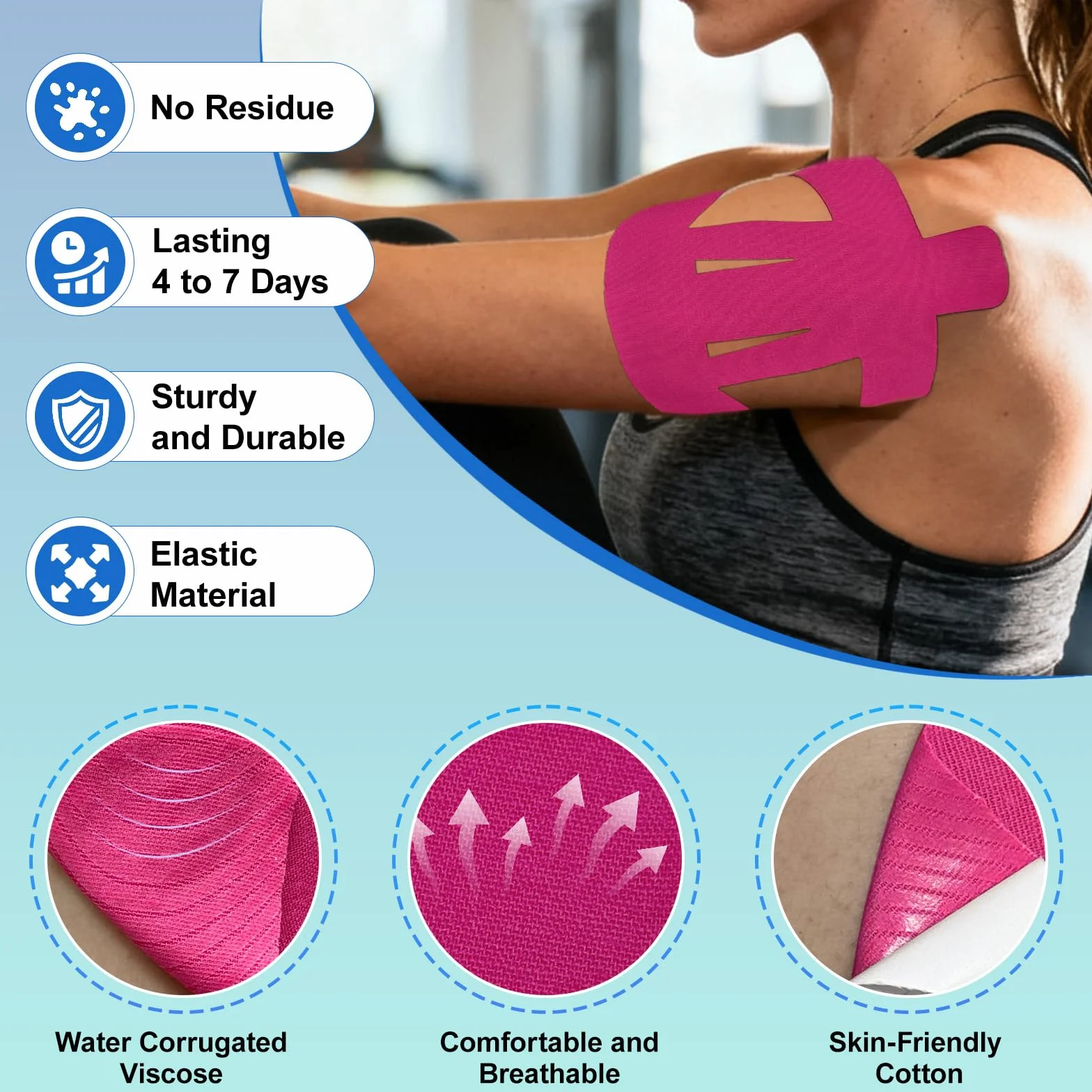 Tape Kinesiologico Per Spalla Ipoallergenico Traspirante Impermeabile 170% Elasticità Beige 12 Pezzi