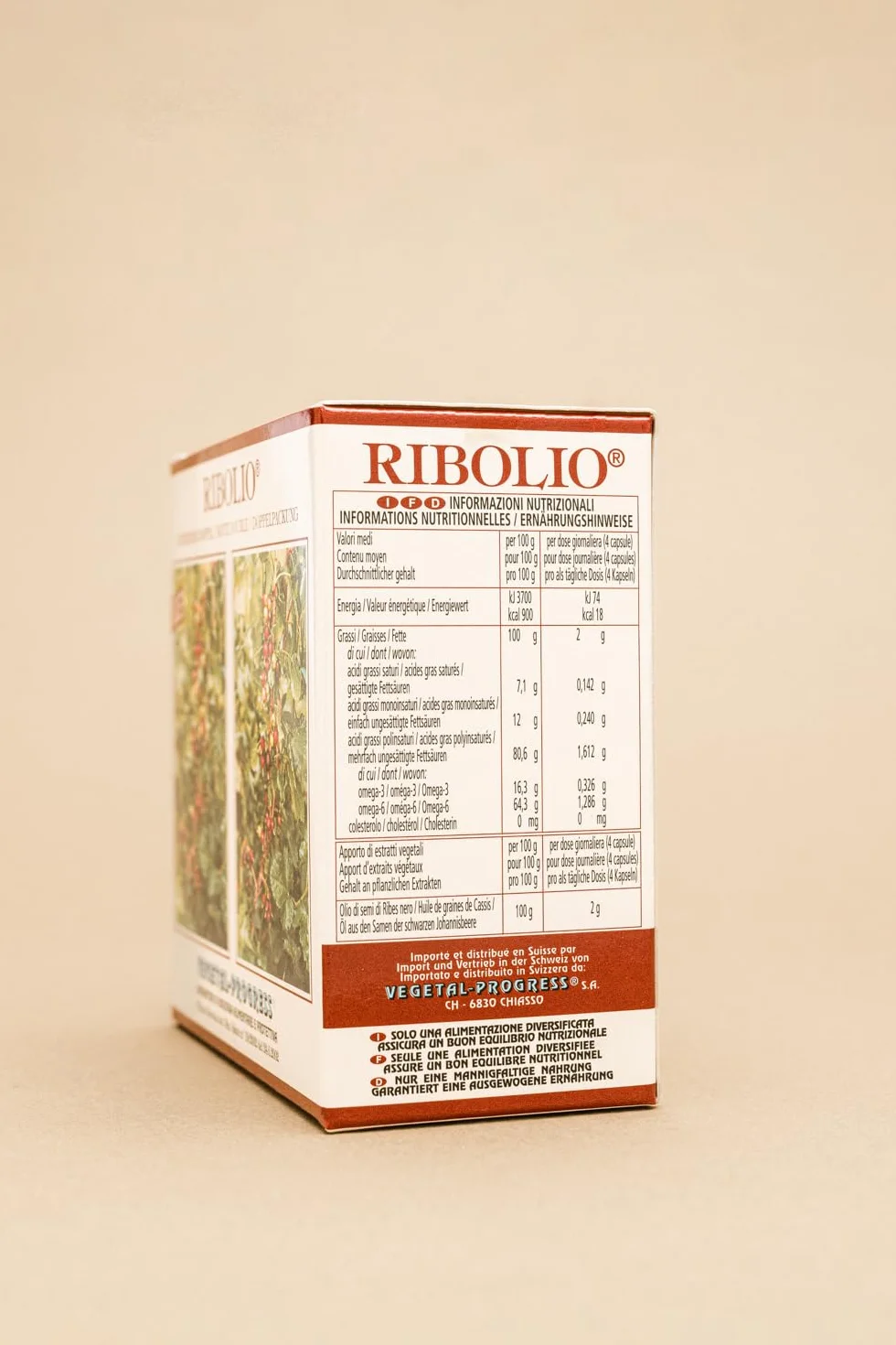 VEGETAL-PROGRESS RIBOLIO 100 Capsule Integratore Alimentare Olio di Semi di Ribes Nero Omega-3 Omega-6