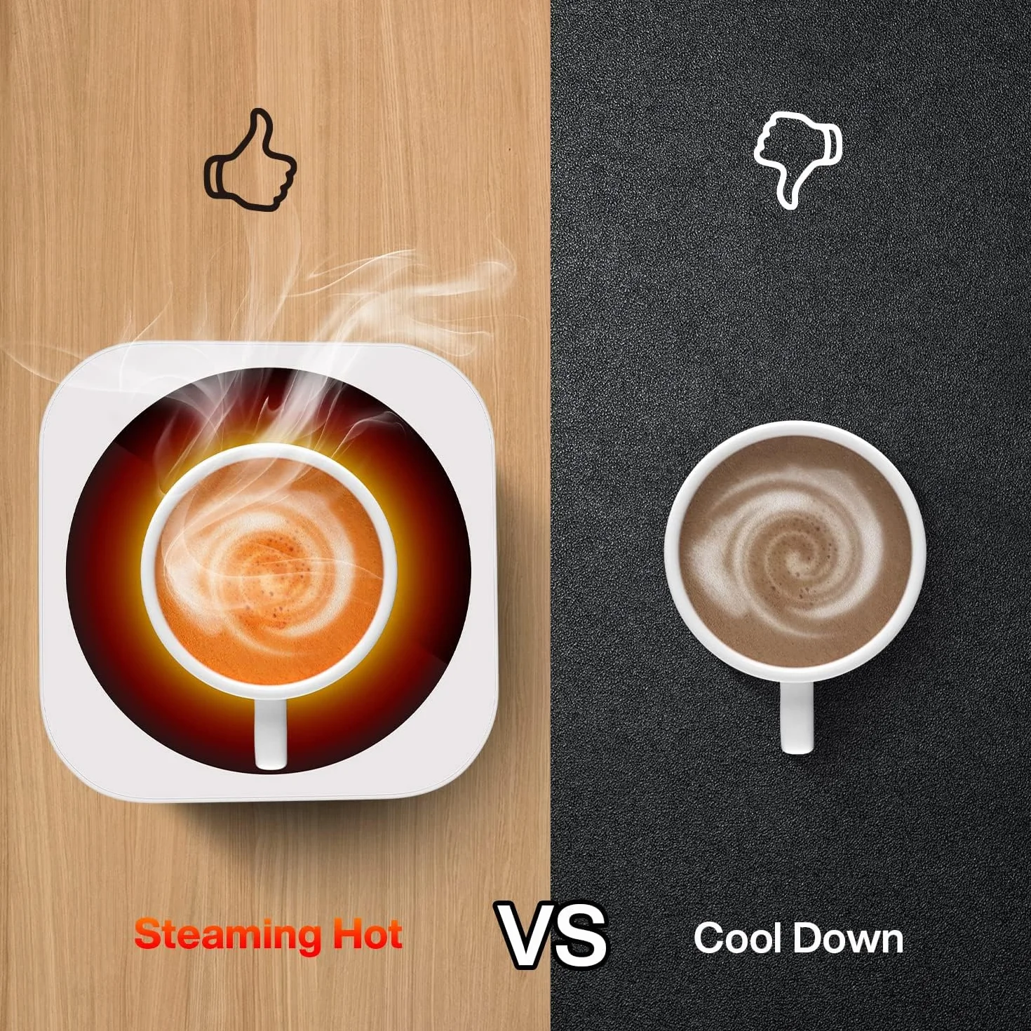 Scalda Tazza,Scalda Bevande Elettrico con la Regolazione di 3 livellidi Regolazione Della Temperatura (Up To 176°F/80℃), Piatto Scaldatazze per tè/acqua/latte, Bianco (Senza tazza)