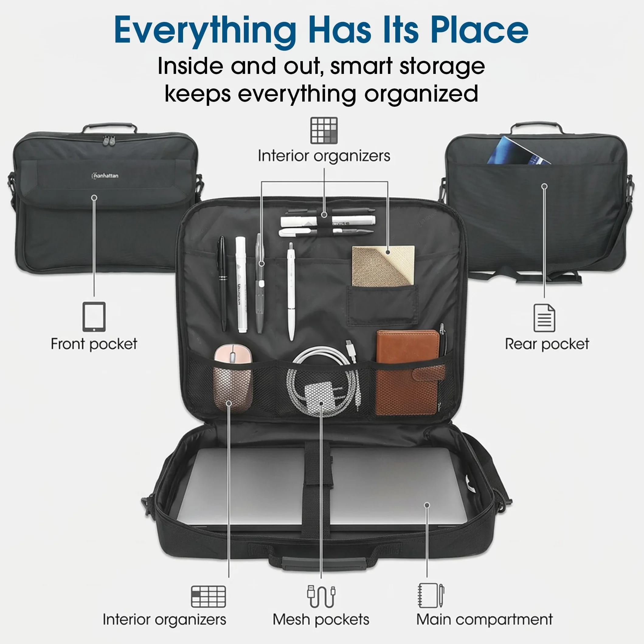 Manhattan Cambridge Clamshell - Borsa da viaggio da 15,6", colore: Nero