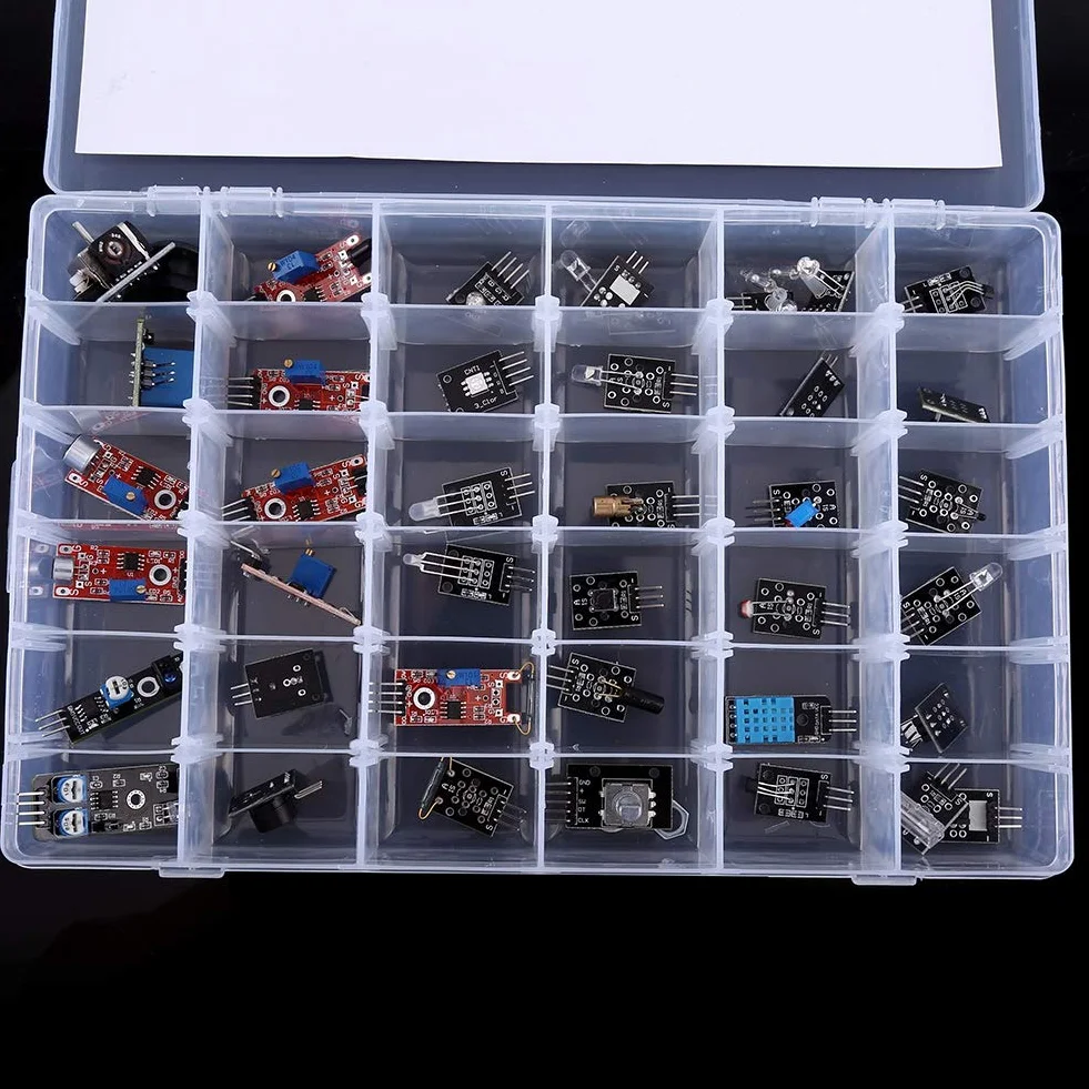 Compatibile per kit sensore Arduino Raspberry pi, kit di moduli sensore Ultimate 37 in 1 per utente MCU Education con scatola