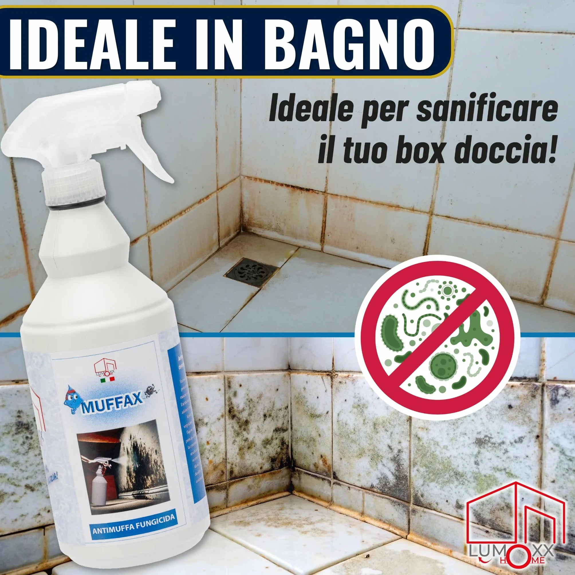 LUMOXX Antimuffa Spray 750 ml - Disinfettante per Muri Interni ed Esterni