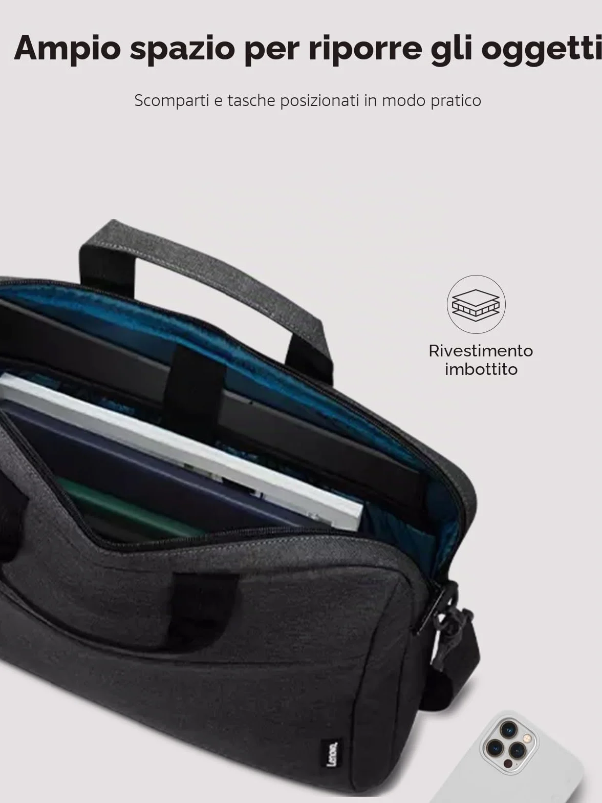 Lenovo Borsa per laptop T210, borsa a tracolla per laptop o tablet, tessuto elegante, resistente e idrorepellente