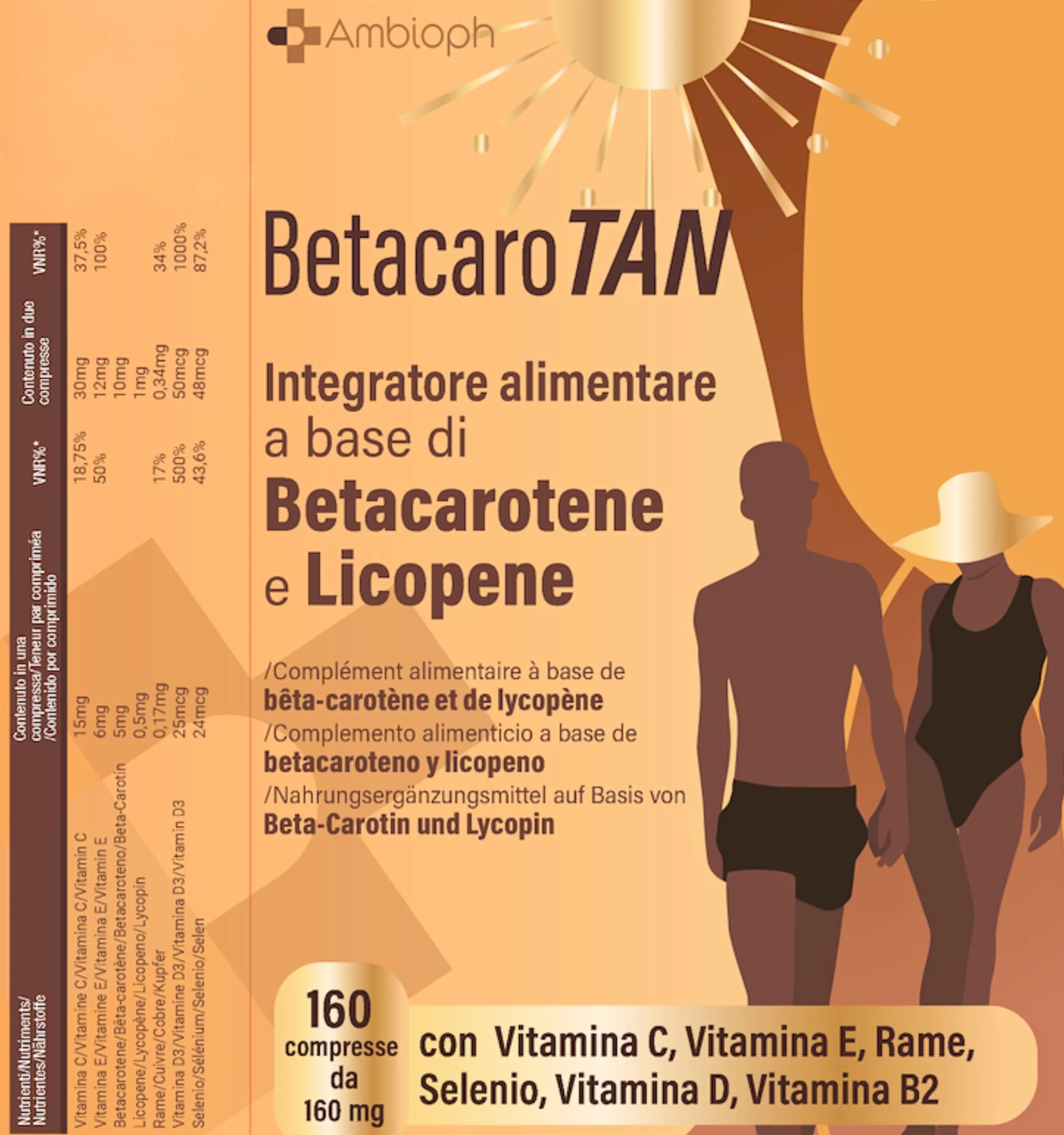 BETACAROTENE Integratore abbronzatura con Betacarotene Forte Altamente dosato Carotenoidi da Carote e vitamine