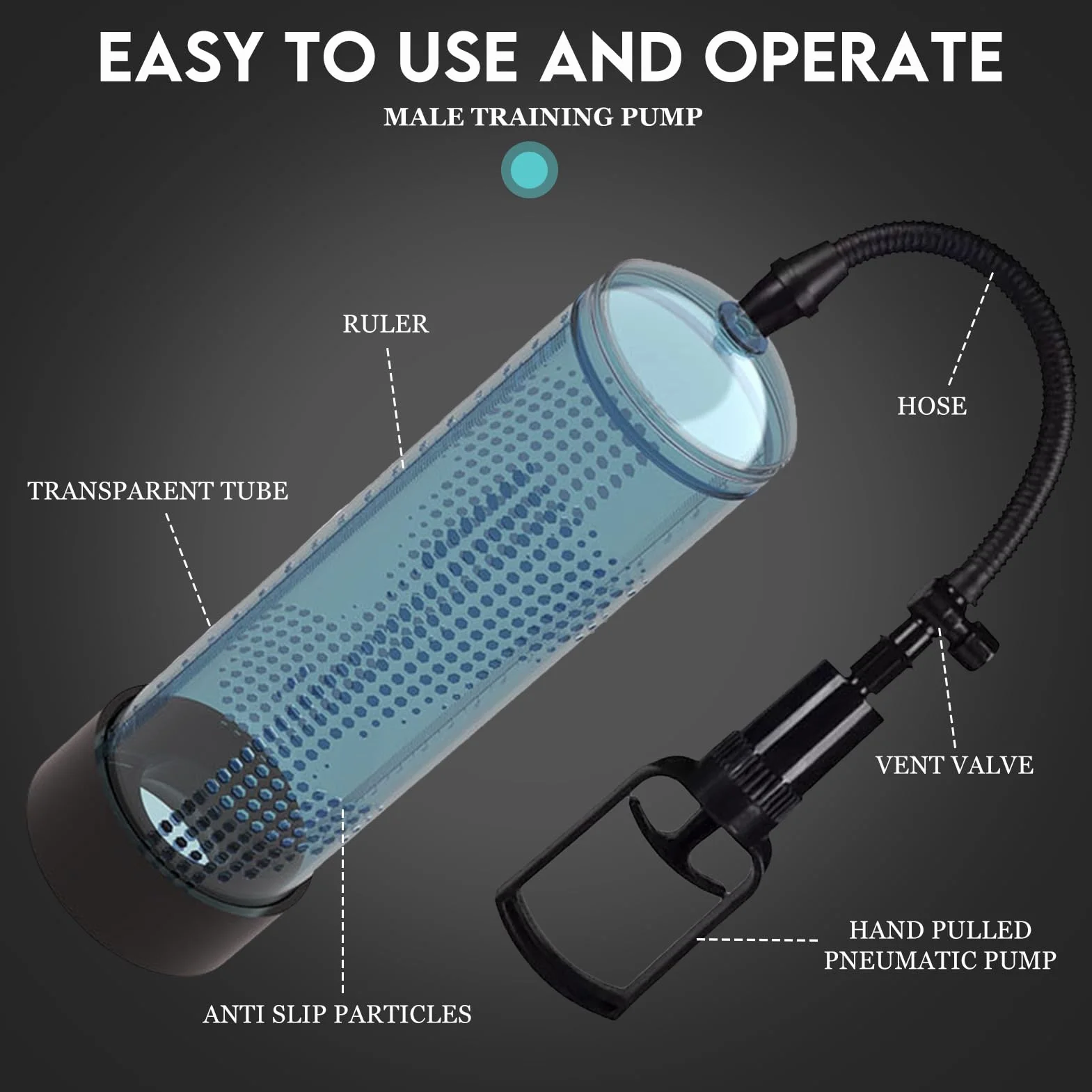 Pompa a Vuoto per Uomo con 6 Anelli di Costrizione e 2 Basi in Silicone Morbido - ABS - Include Gel Lubrificante