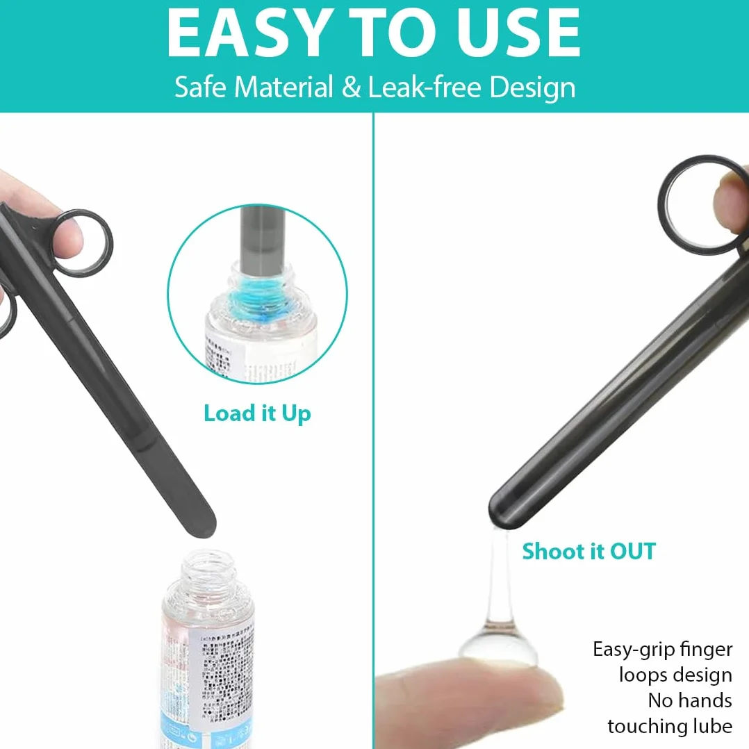 XPEX 2 Pezzi Riutilizzabile Irrigatore Lubrificante Portatile Applicatore Vaginale Anale Strumenti con Anello Di Trazione e Presa Per Le Dita Nero