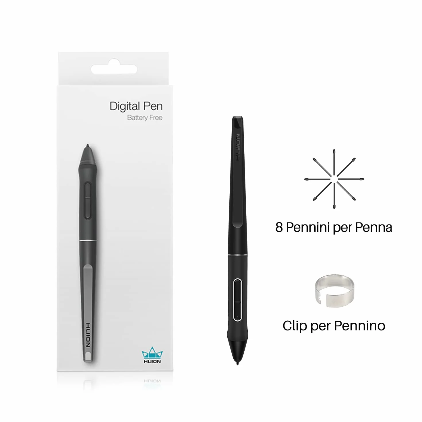 HUION PW517 Penna Pentech 3.0 Senza Batteria, Compatibile con Kamvas 12/13/16, Kamvas 22 serie/24 serie, Kamvas Pro 2.5K serie/4K serie e KD200/G930L/Dial 2 Tavoletta Grafica