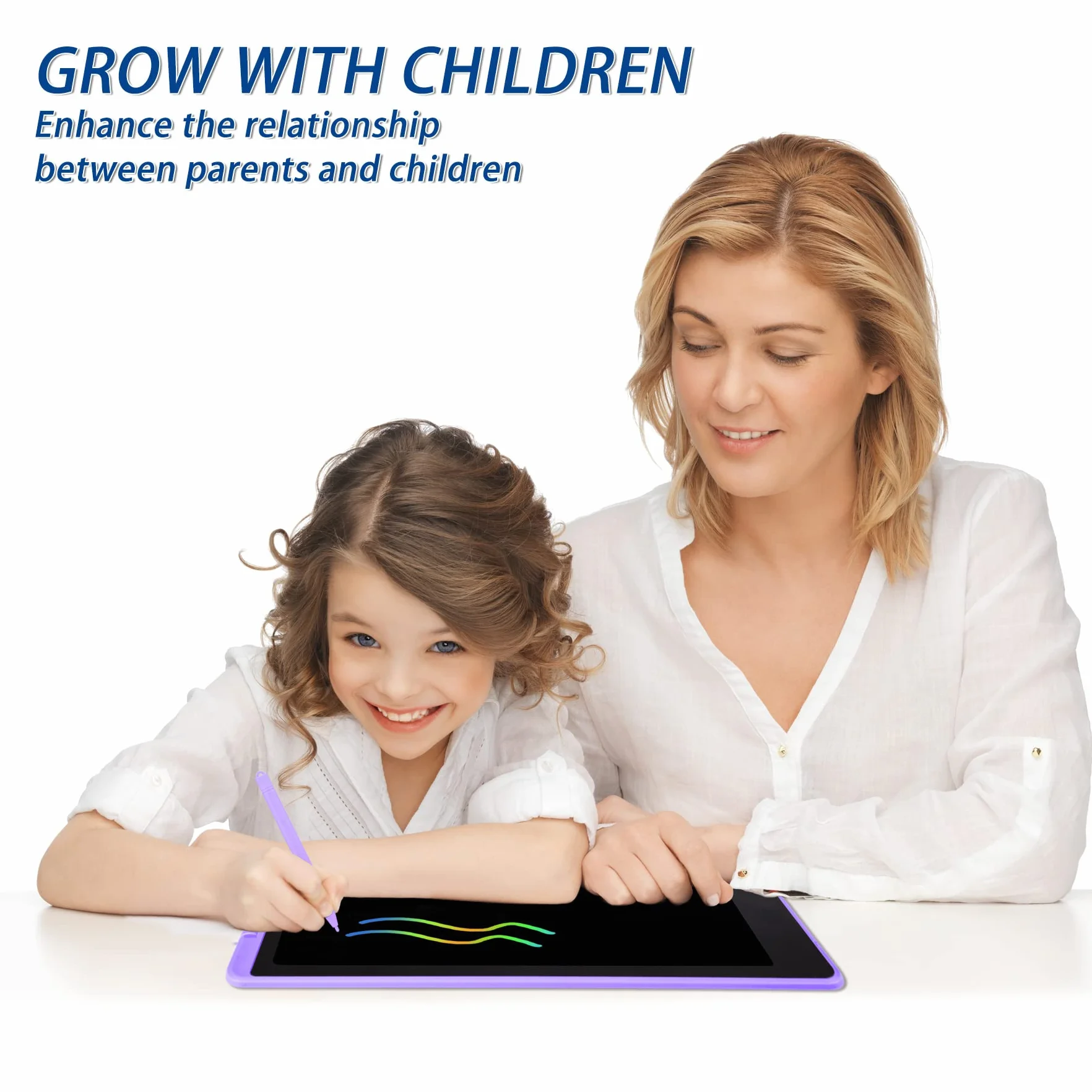 Tavoletta da Scrittura LCD 12 Pollici Colorata per Bambini, Tavolo da Disegno Cancellabile Portatile, Viola