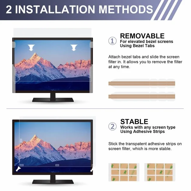 LAMA Pellicola protettiva anti-luce blu per monitor da 27 pollici, pellicola protettiva per display con blocco della luce blu, protezione per gli occhi, protezione antiriflesso 16:9 (598 x 337 mm)